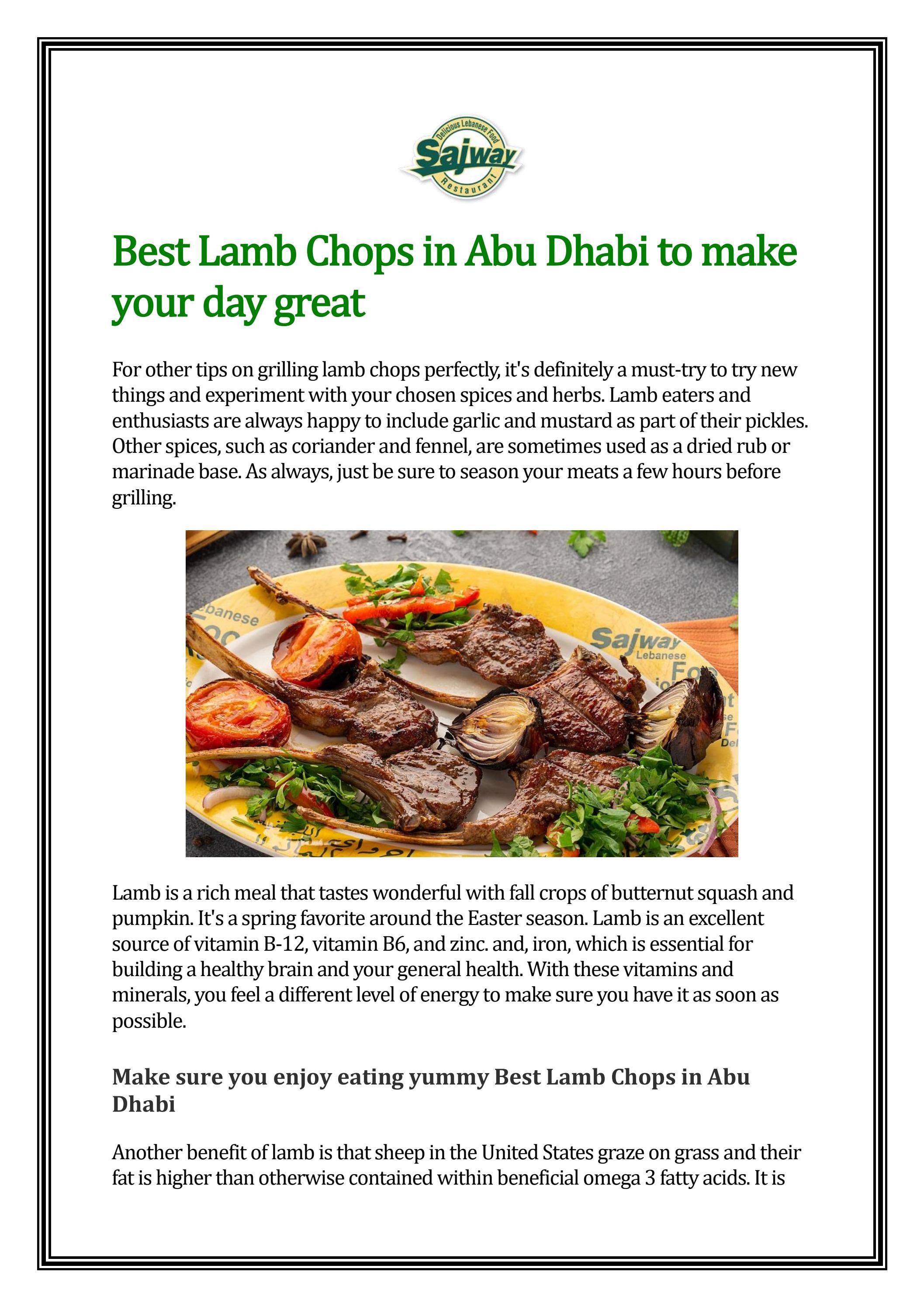 Best Lamb Chops in Abu Dhabi to make your day grea