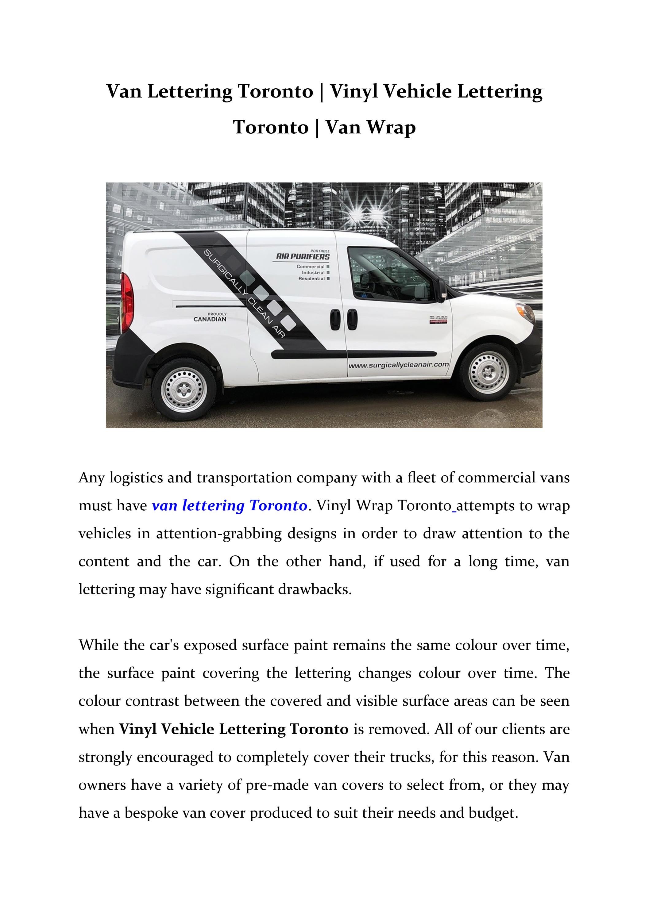 Van Lettering Toronto Vinyl Vehicle Lettering Toronto Van Wrap by