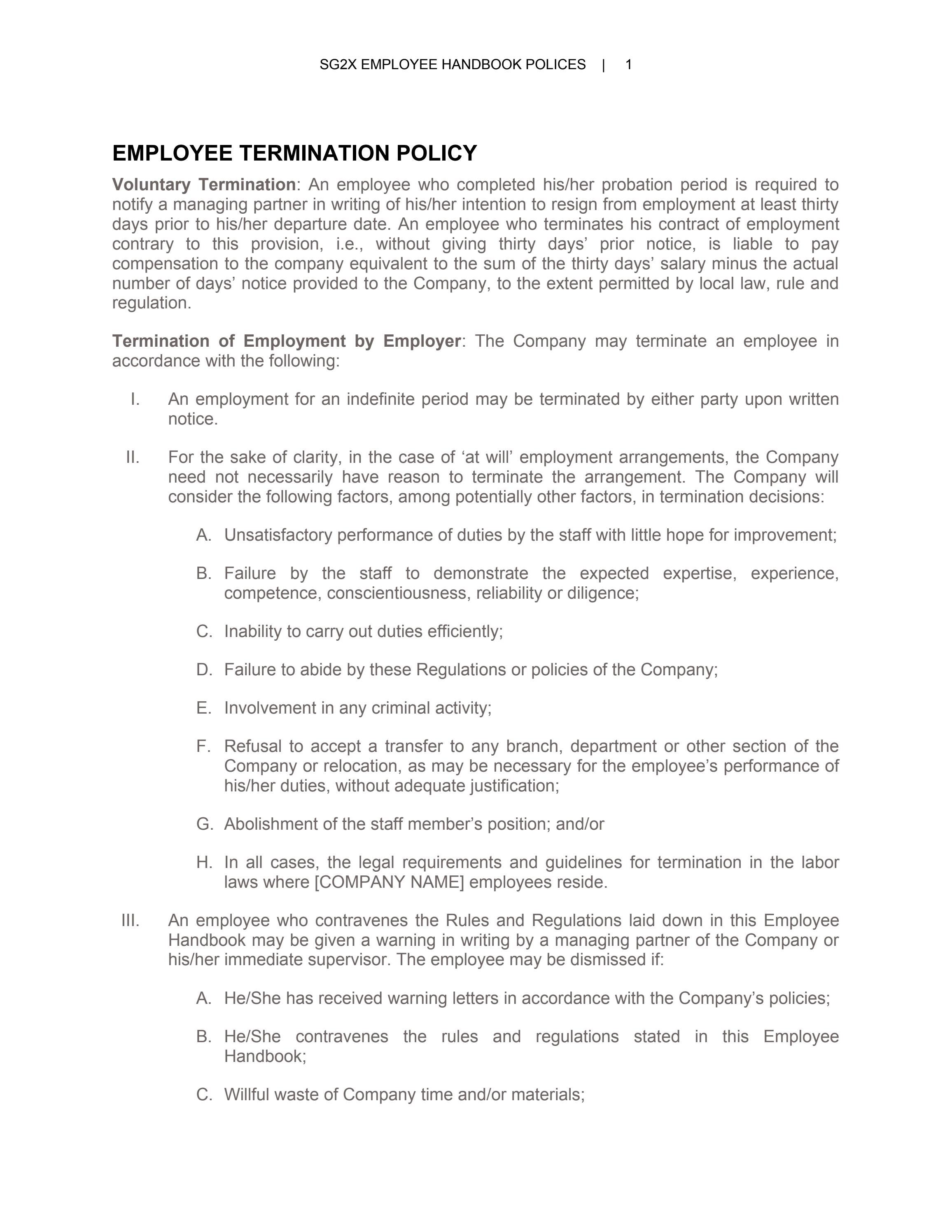 Employee Termination Policy by 2X Global Issuu