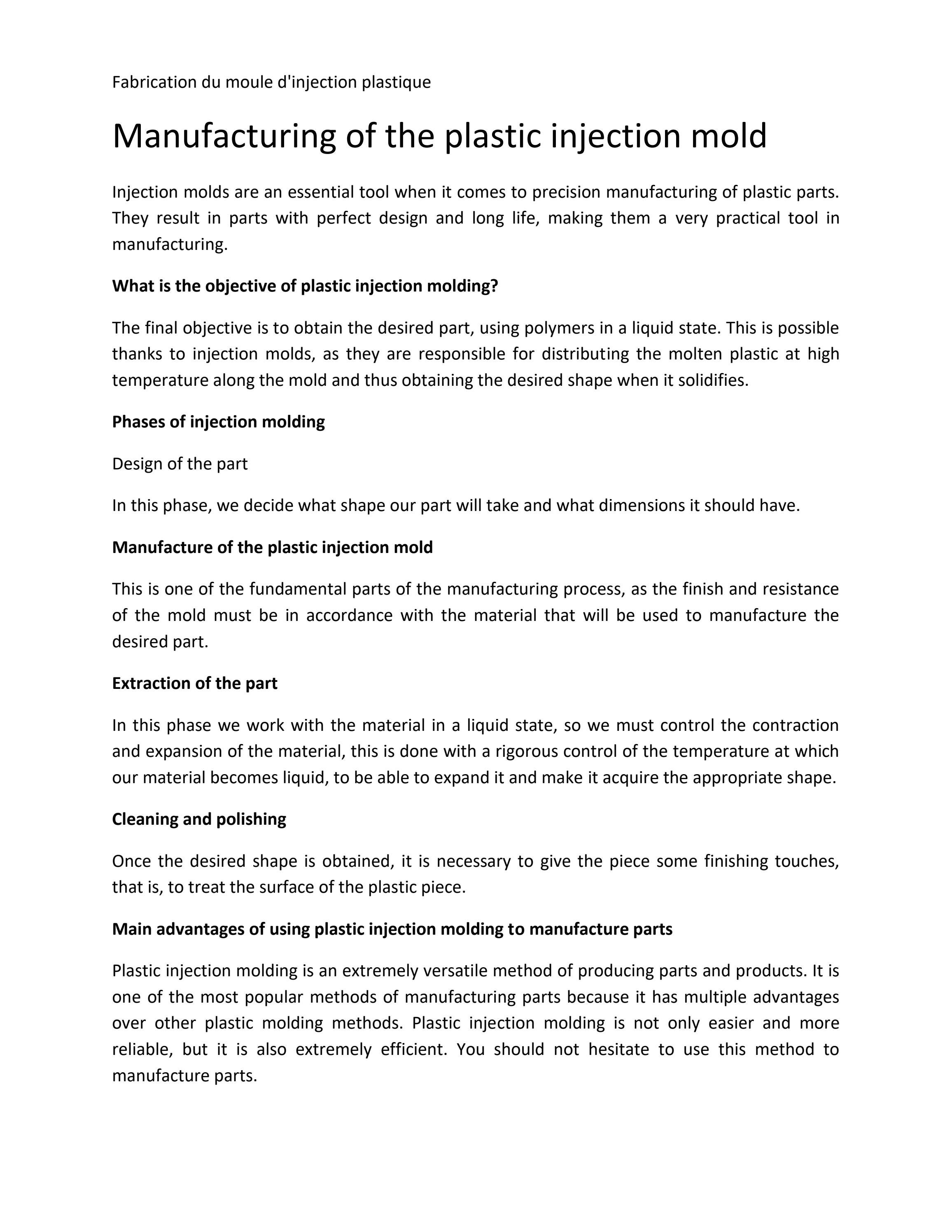 Manufacturing of the plastic injection mold by mouldinginjectionen Issuu