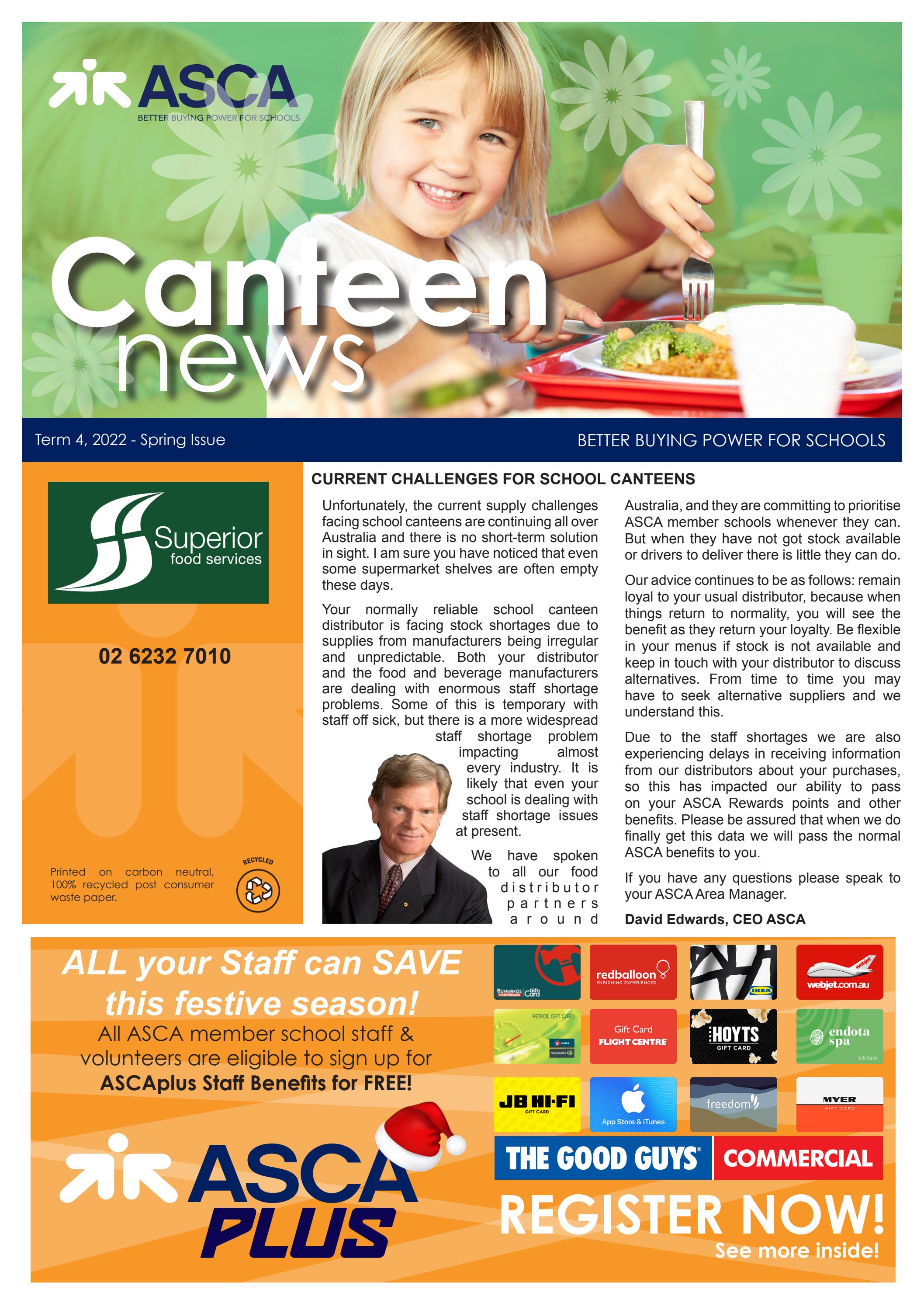 Superior Food Services ACT Canteen Newsletter by ASCA Ltd Issuu
