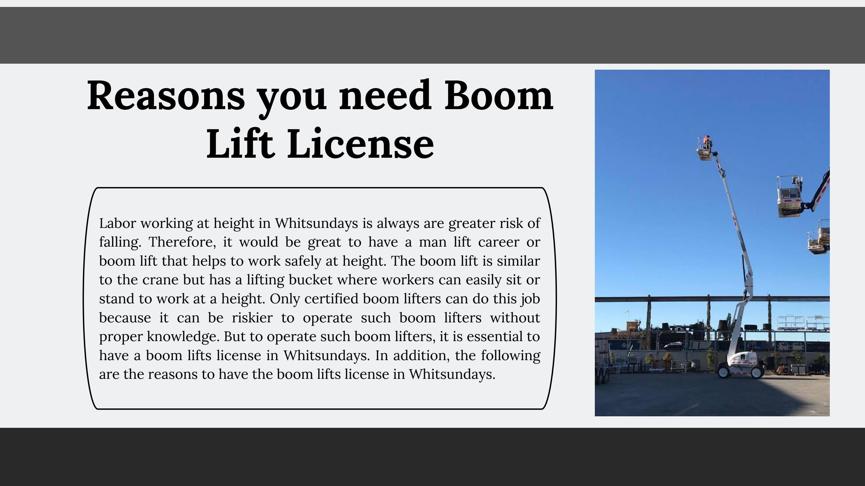 Reasons You Need Boom Lift License by sheerworkplacetraining Issuu