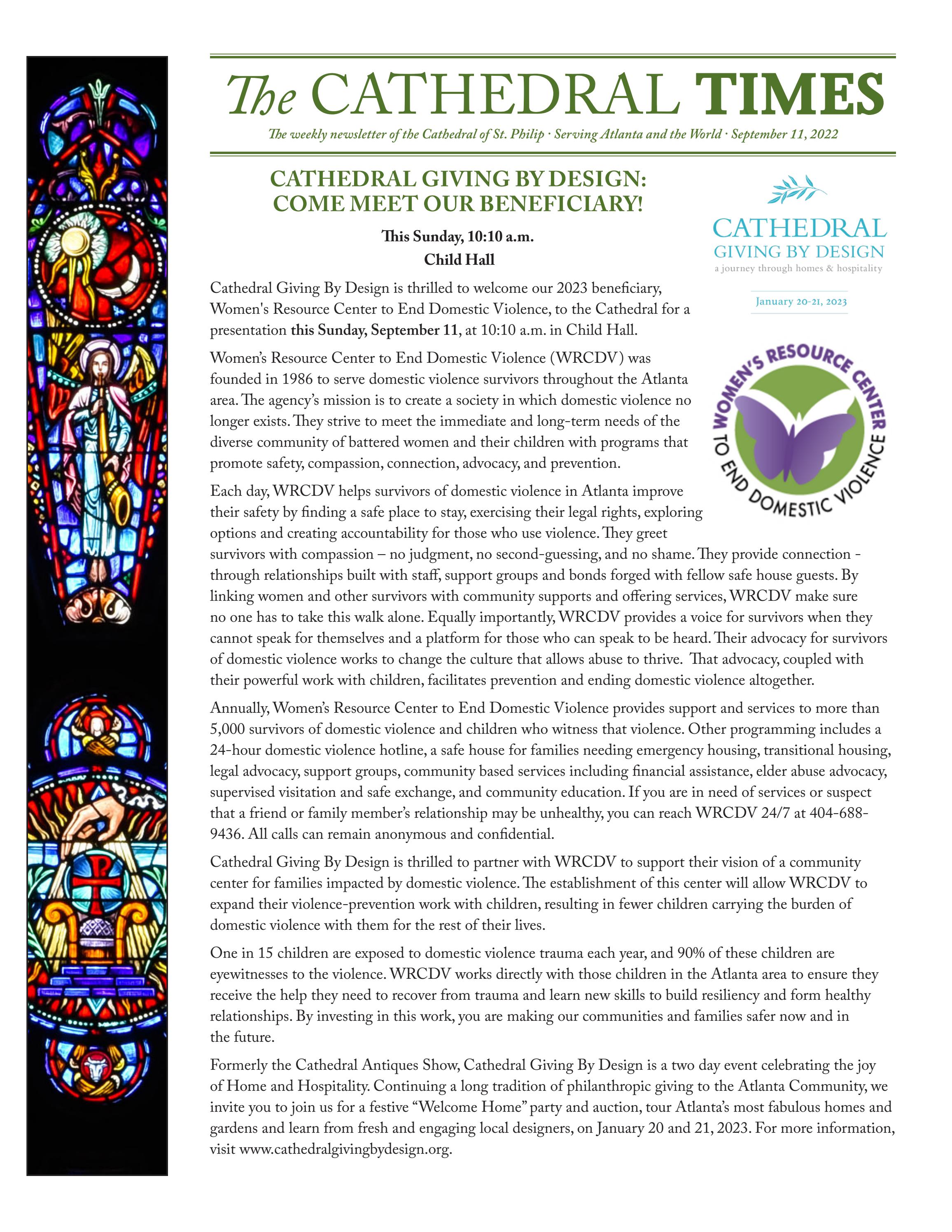 The Cathedral Times - September 11, 2022 by The Cathedral of St. Philip -  Issuu