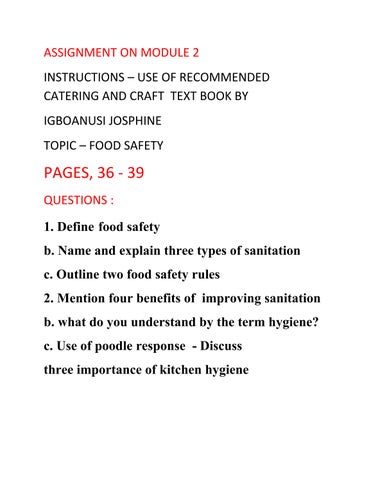 food safety assignment pdf