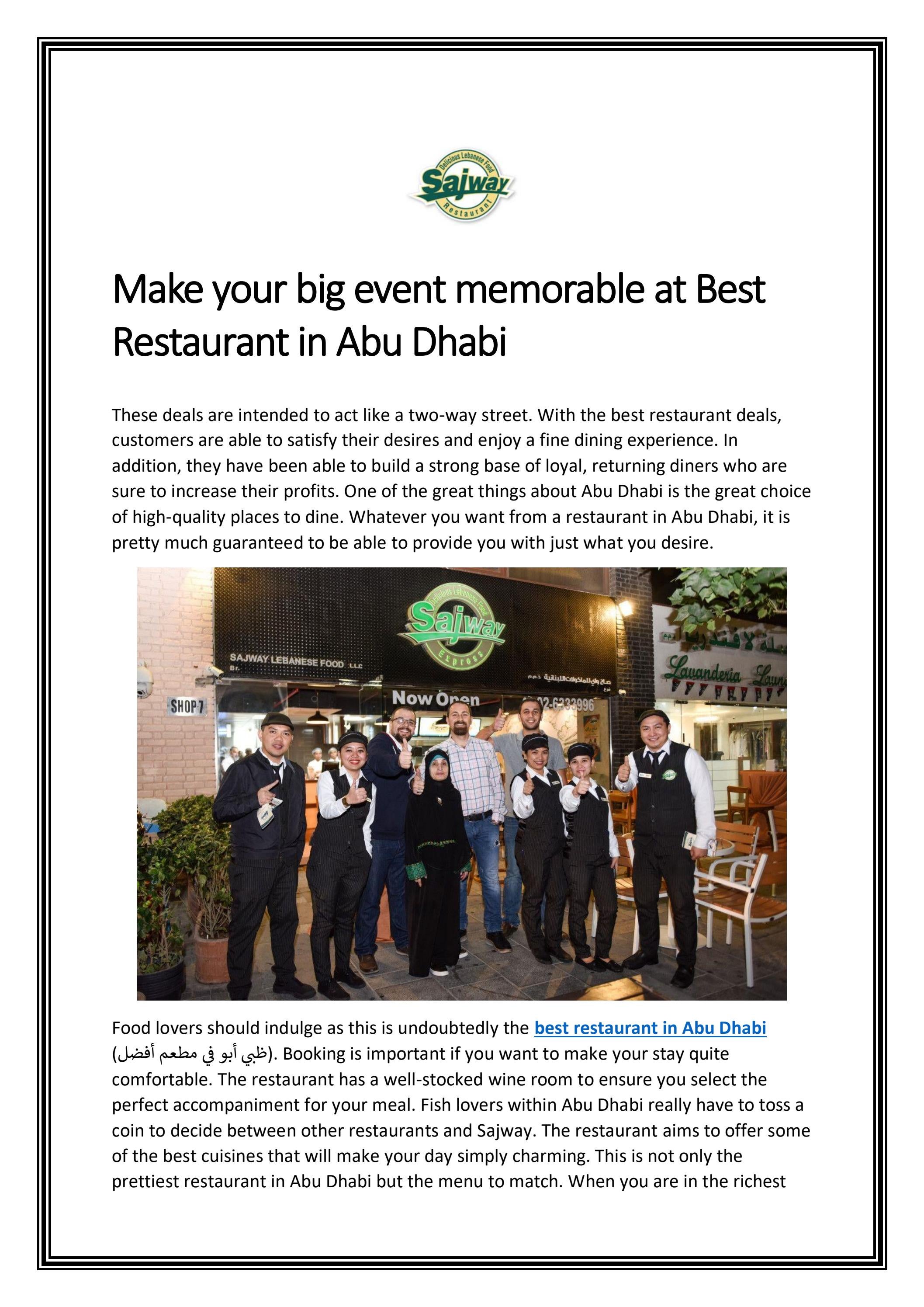 Make your big event memorable at Best Restaurant i