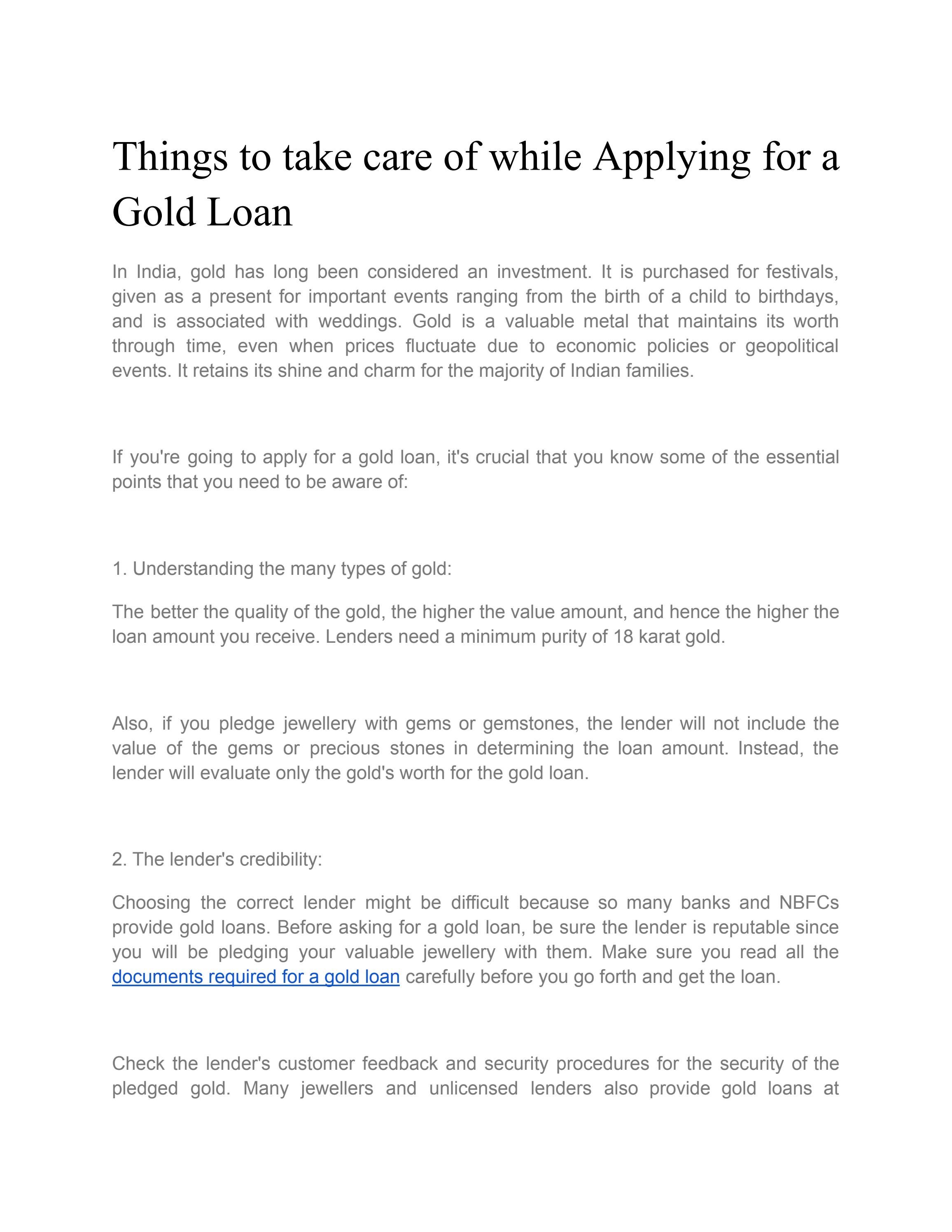 Things To Take Care Of While Applying For A Gold Loan By Finance Master