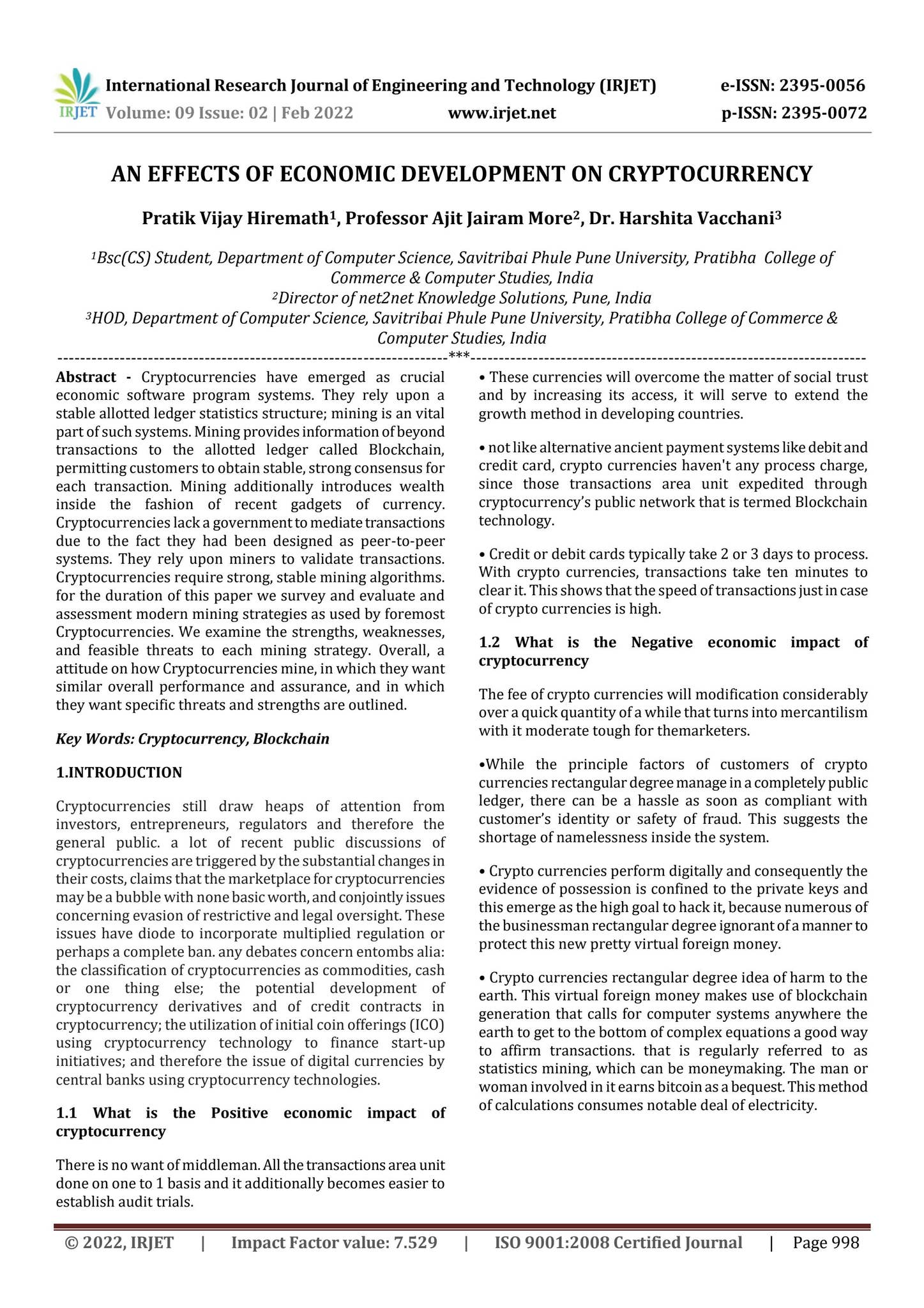 AN EFFECTS OF ECONOMIC DEVELOPMENT ON CRYPTOCURRENCY by IRJET Journal -  Issuu