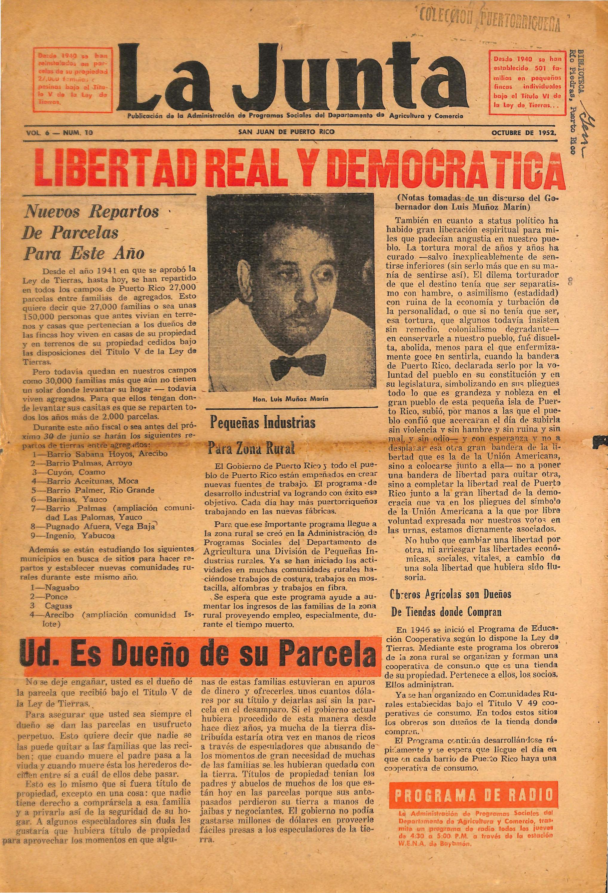 La Junta (oct. 1952) by La Colección Puertorriqueña Issuu