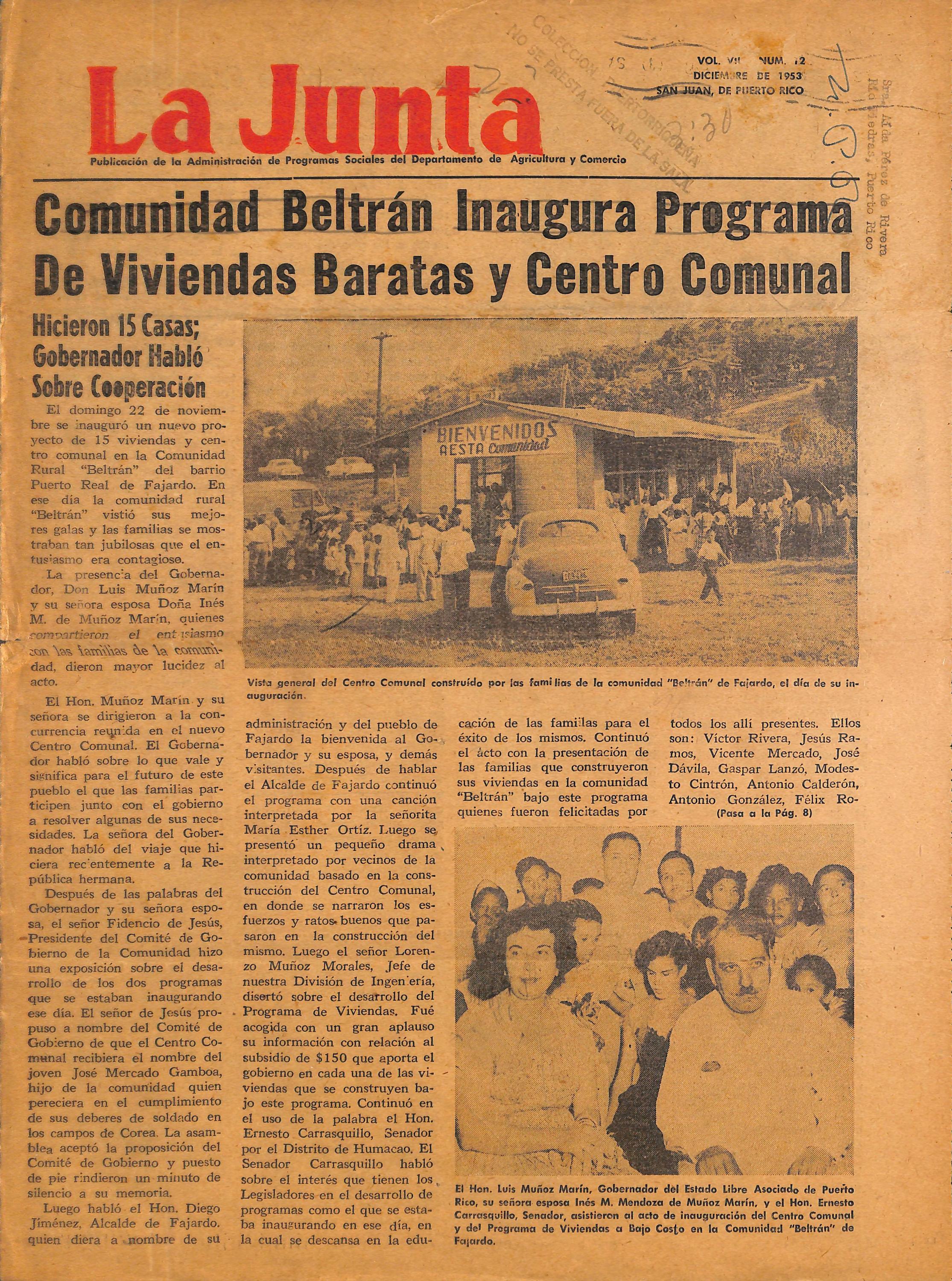 La Junta (dic. 1953) by La Colección Puertorriqueña Issuu