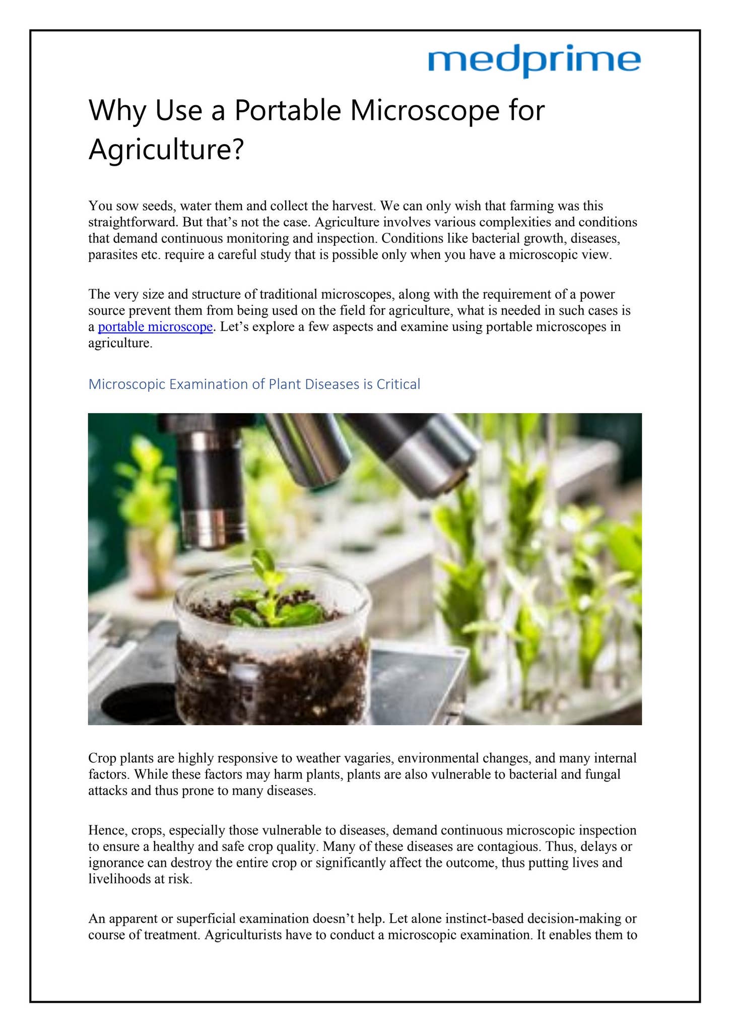 Medtech Microscope Why Use a Portable Microscope for Agriculture? by Medtech Prime - Issuu