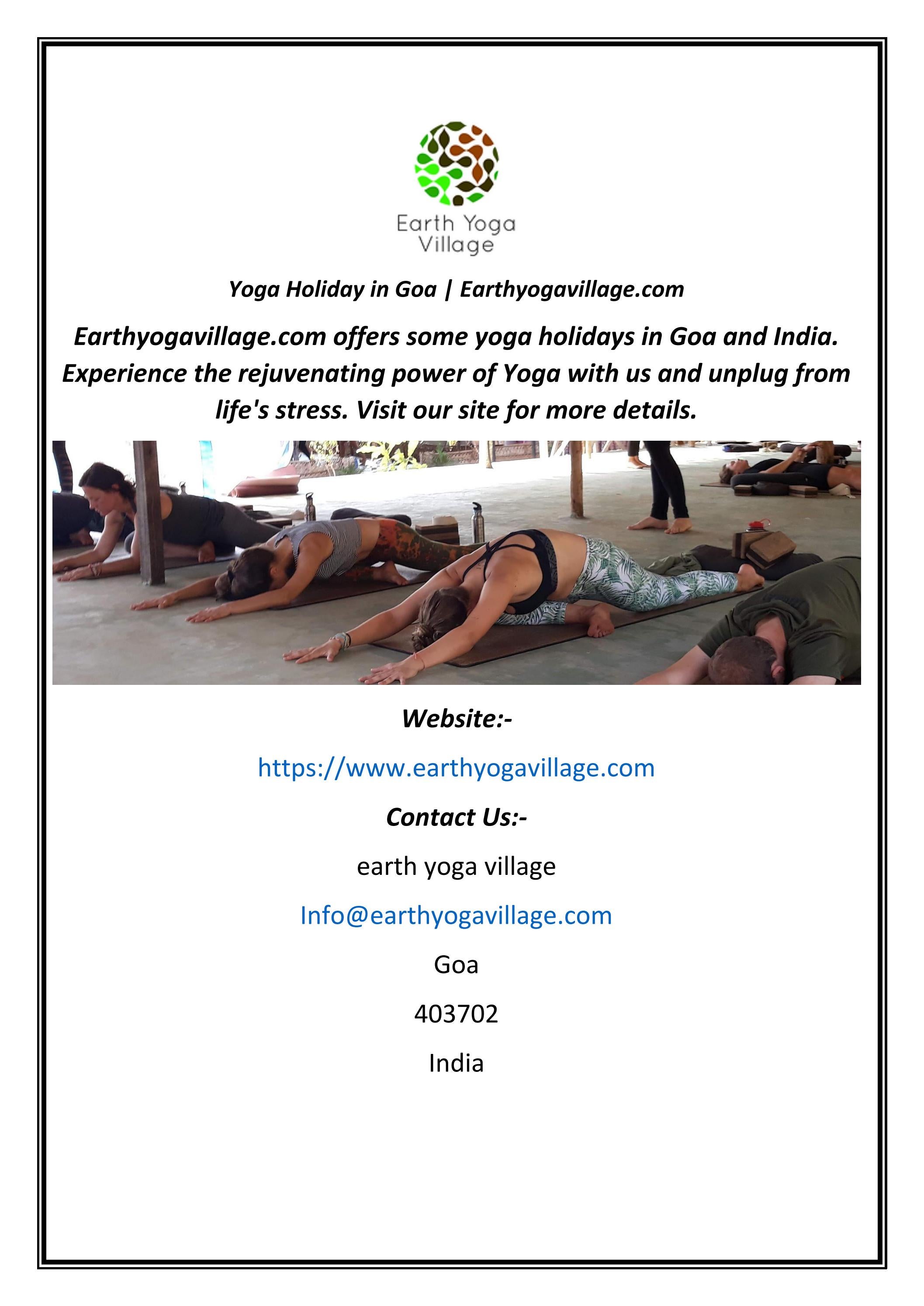 Yoga Holiday In Goa by earth yoga Village Issuu