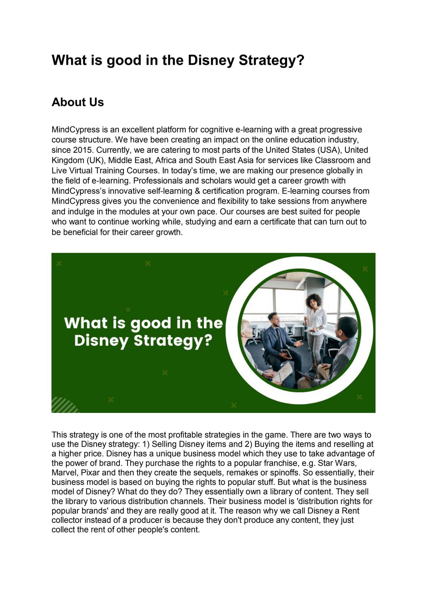 Disney Strategy.pdf What is good in the Disney Strategy? by MindCypress - Issuu