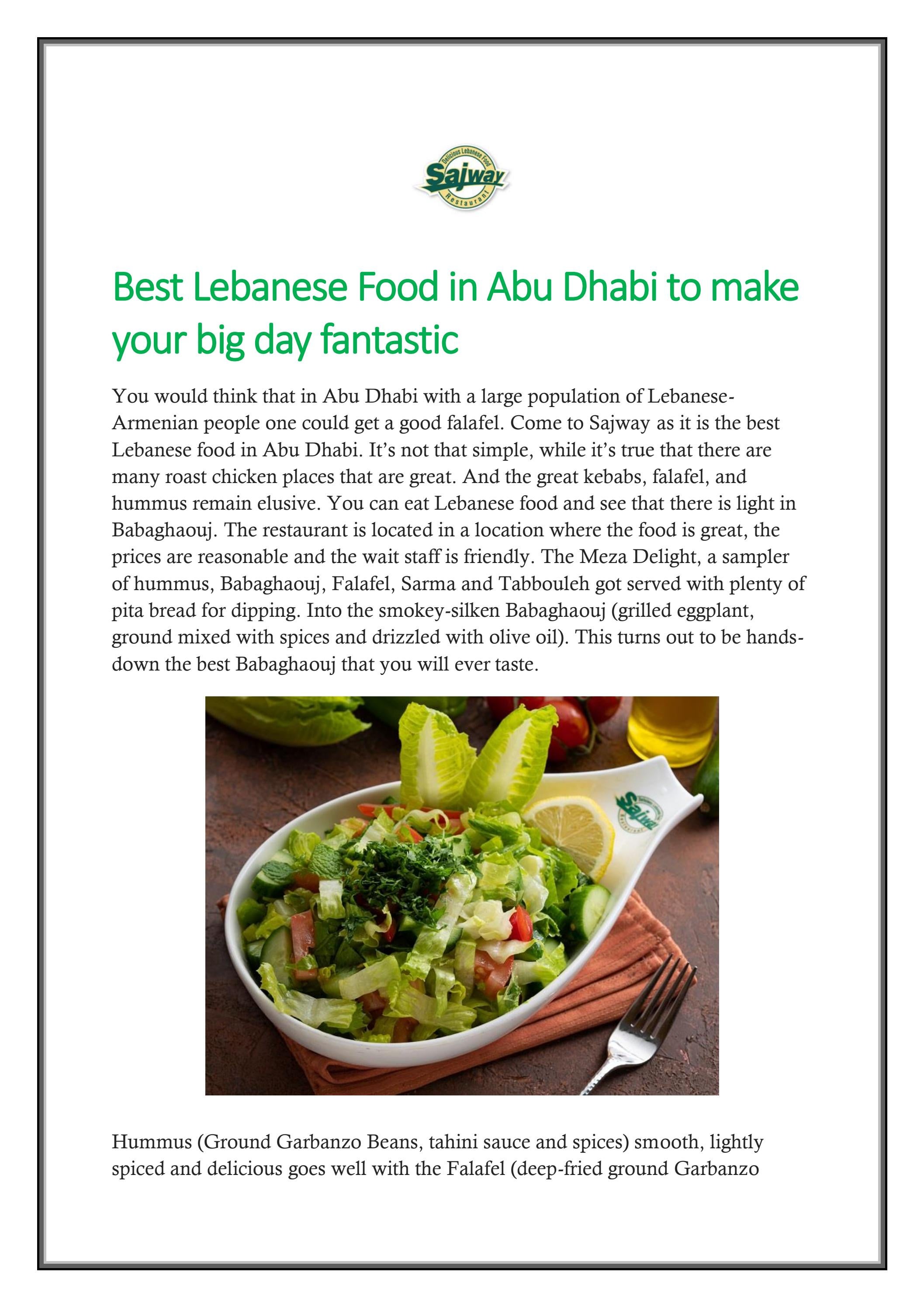 Best Lebanese Food in Abu Dhabi to make your big d
