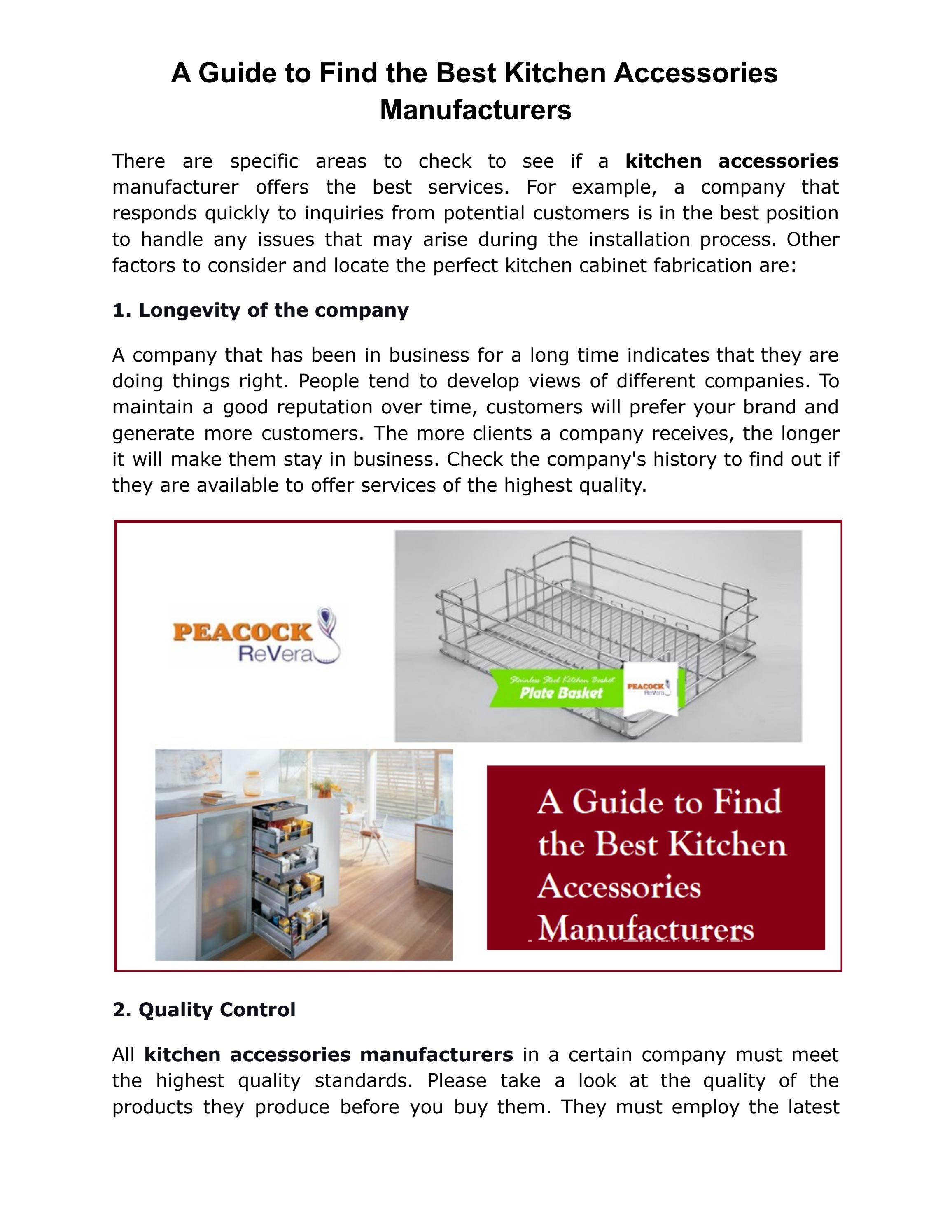 A Guide to Find the Best Kitchen Accessories Manufacturers by