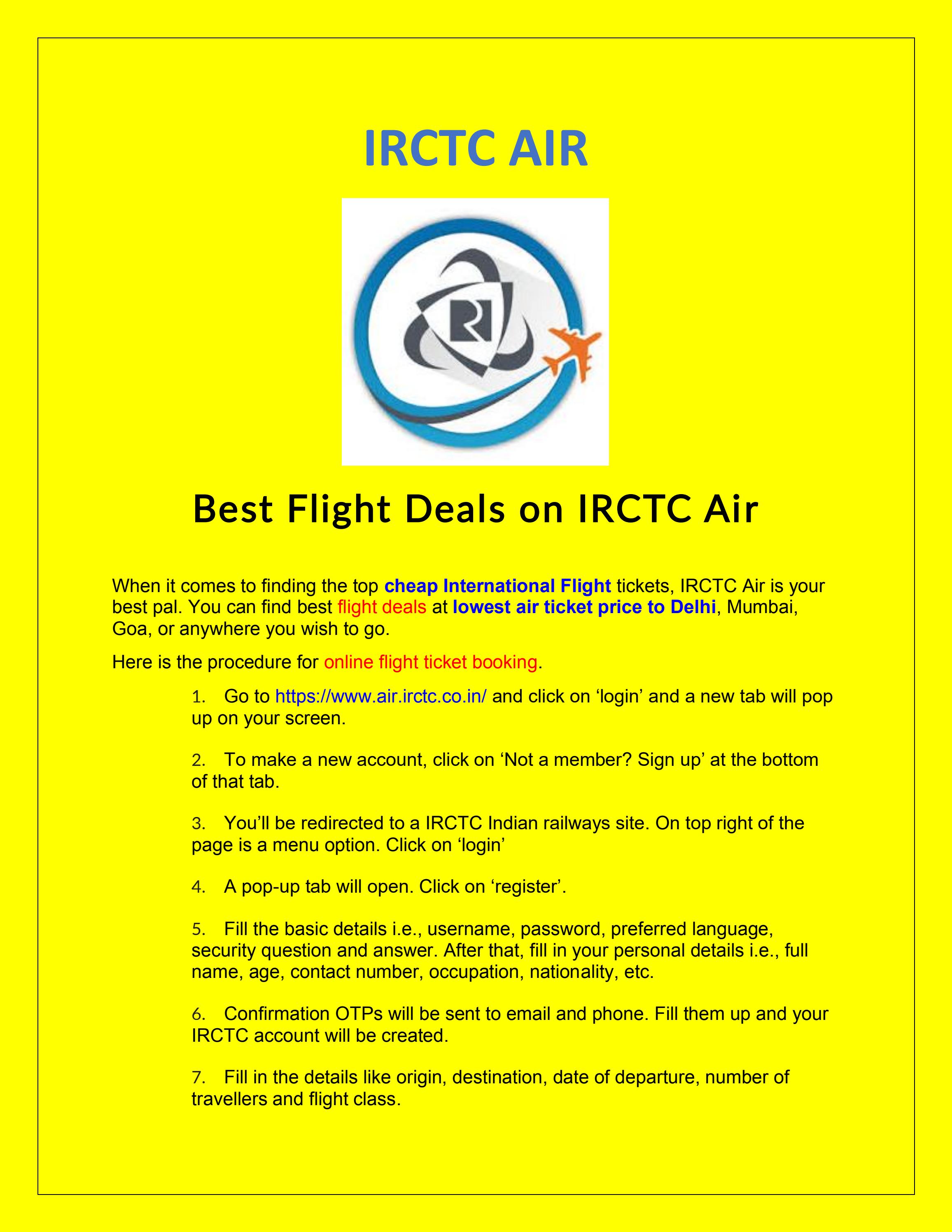 Best Flight Deals on IRCTC Air by airflight.irctc Issuu