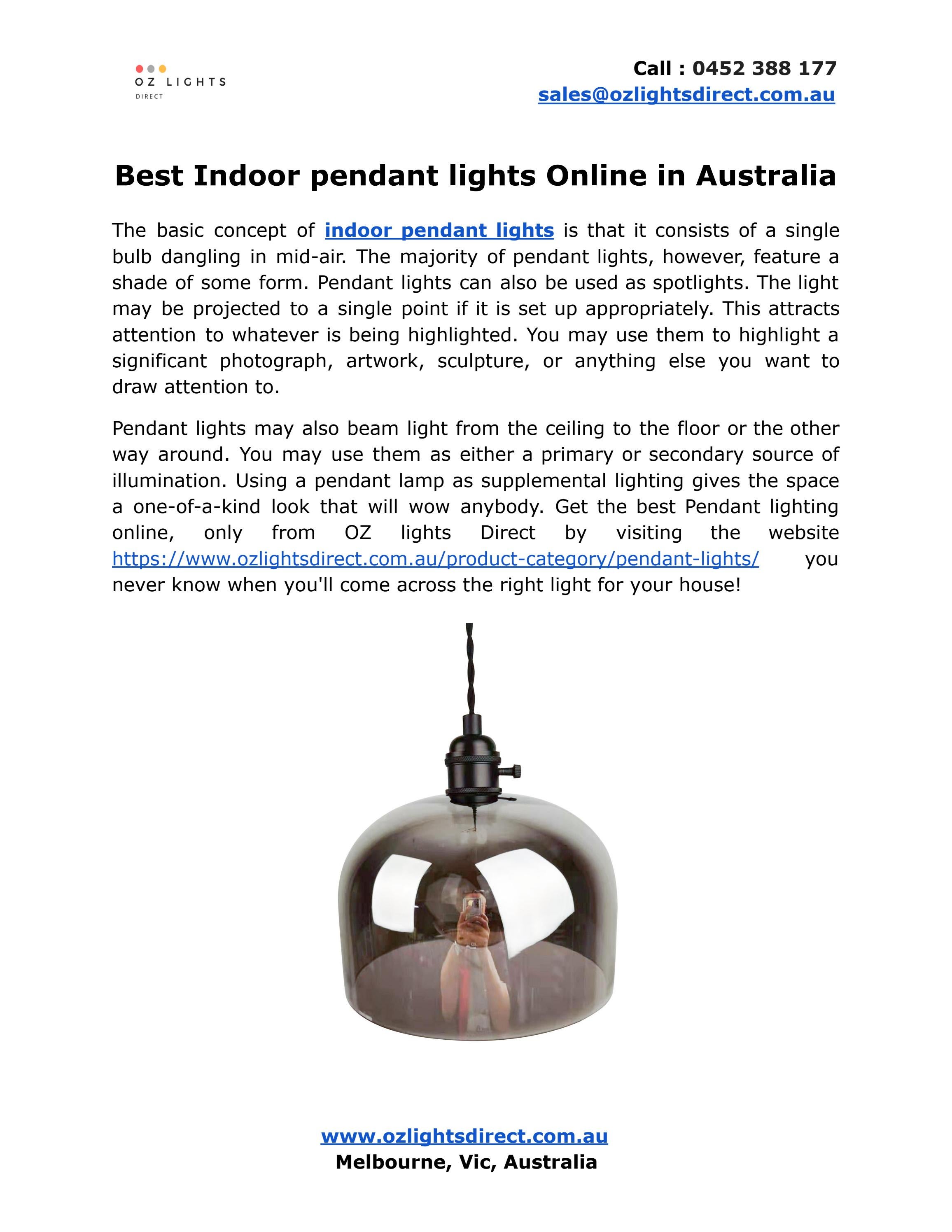 Best Indoor pendant lights Online in Australia by ozlightsdirect Issuu