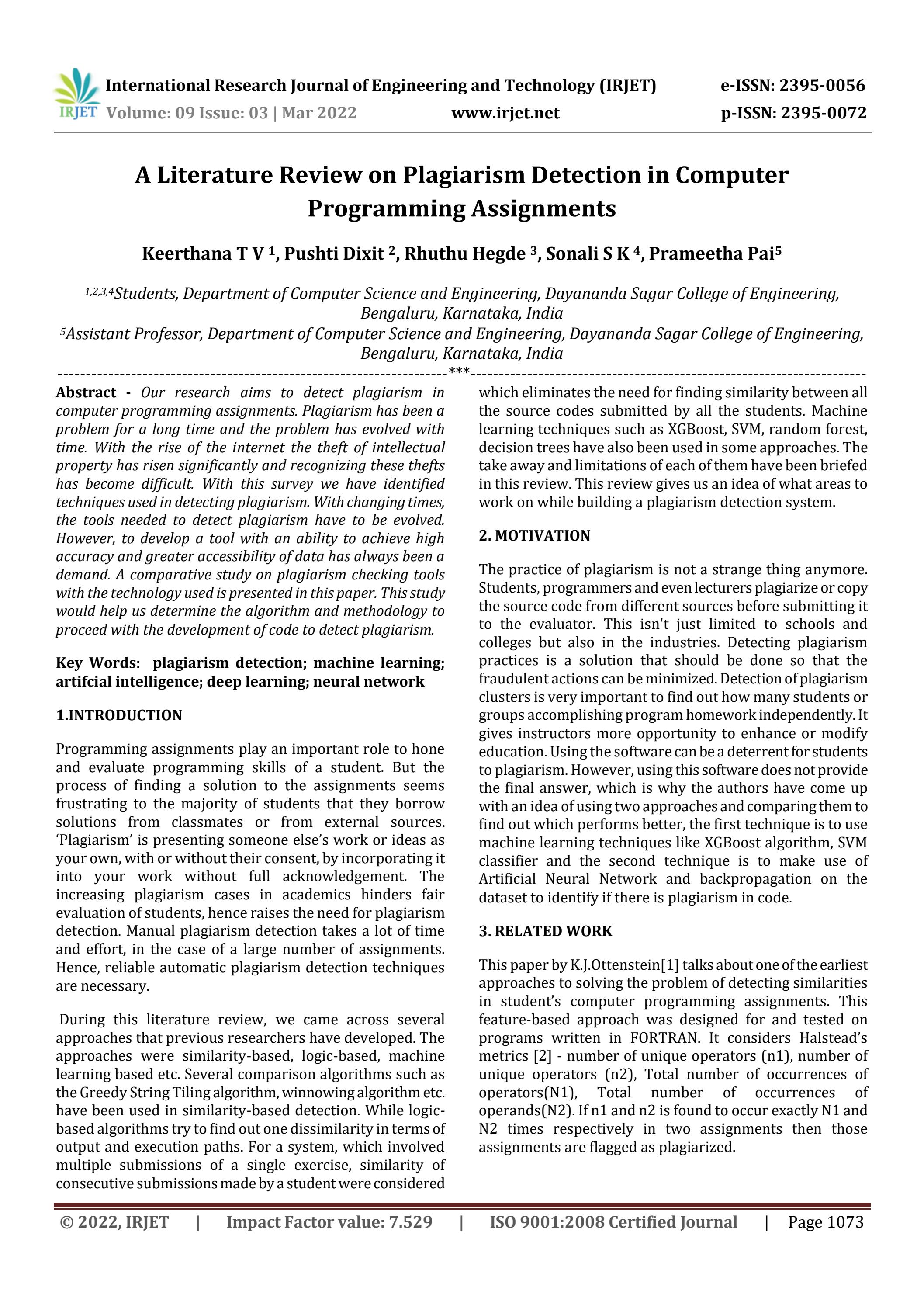 A Literature Review on Plagiarism Detection in Computer Programming ...