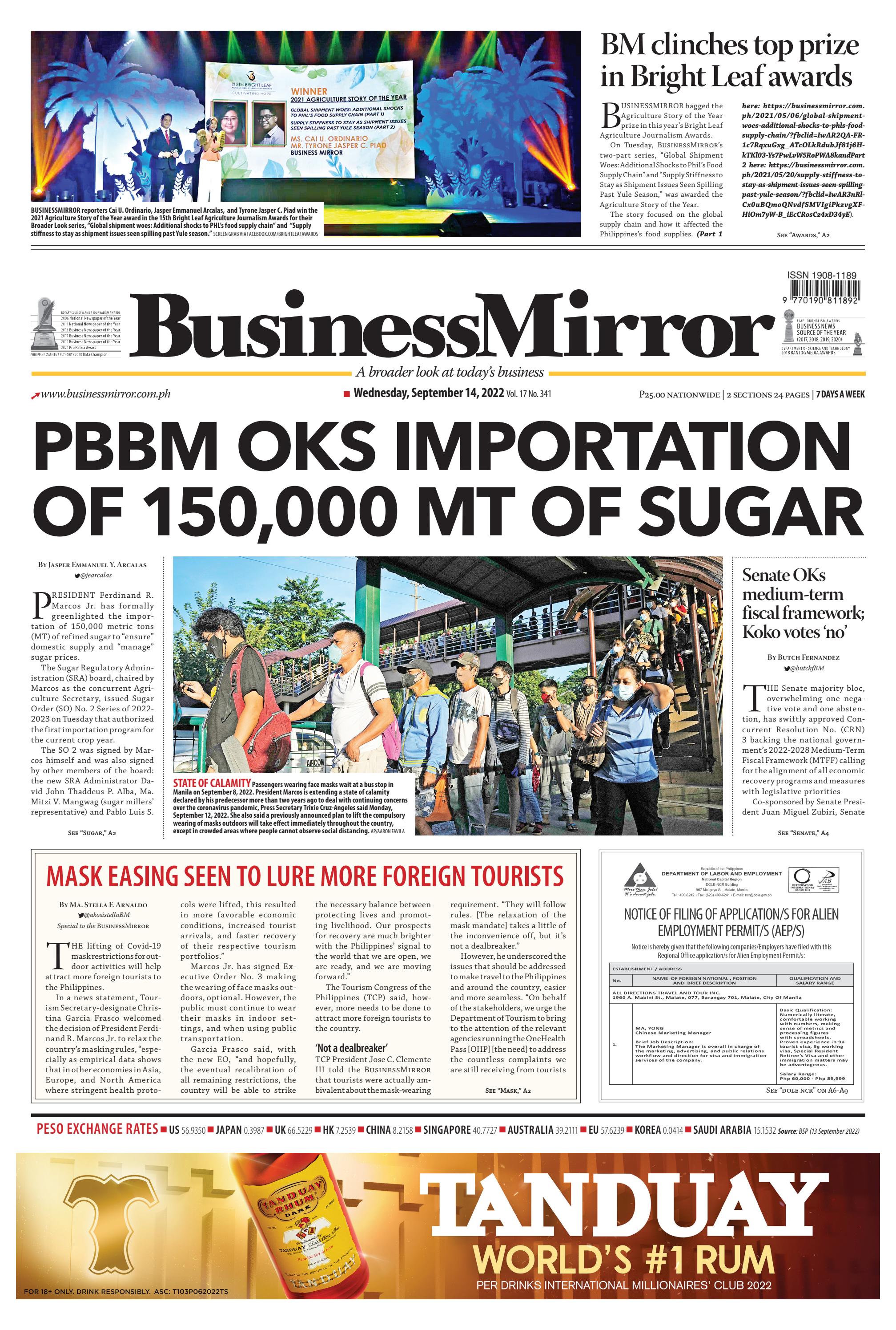 BusinessMirror September 14, 2022 by BusinessMirror - Issuu