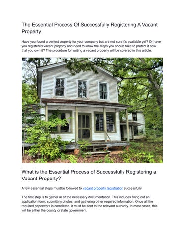 The Essential Process Of Successfully Registering A Vacant Property by