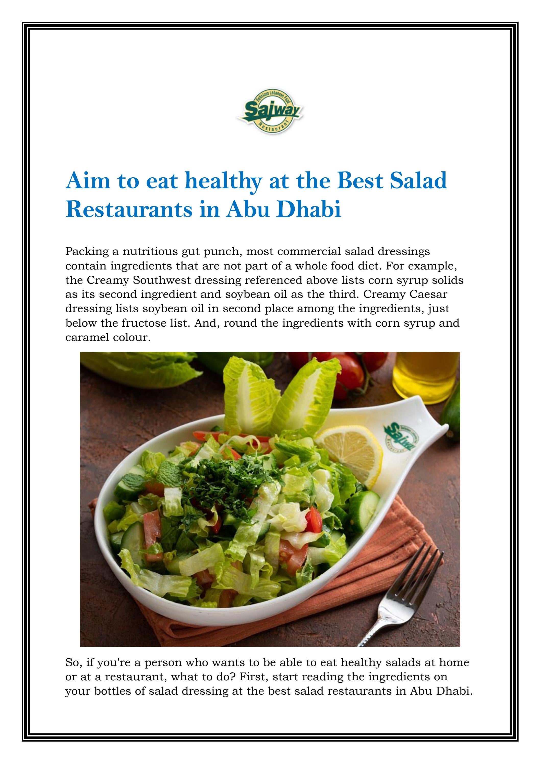 Aim to eat healthy at the Best Salad Restaurants i