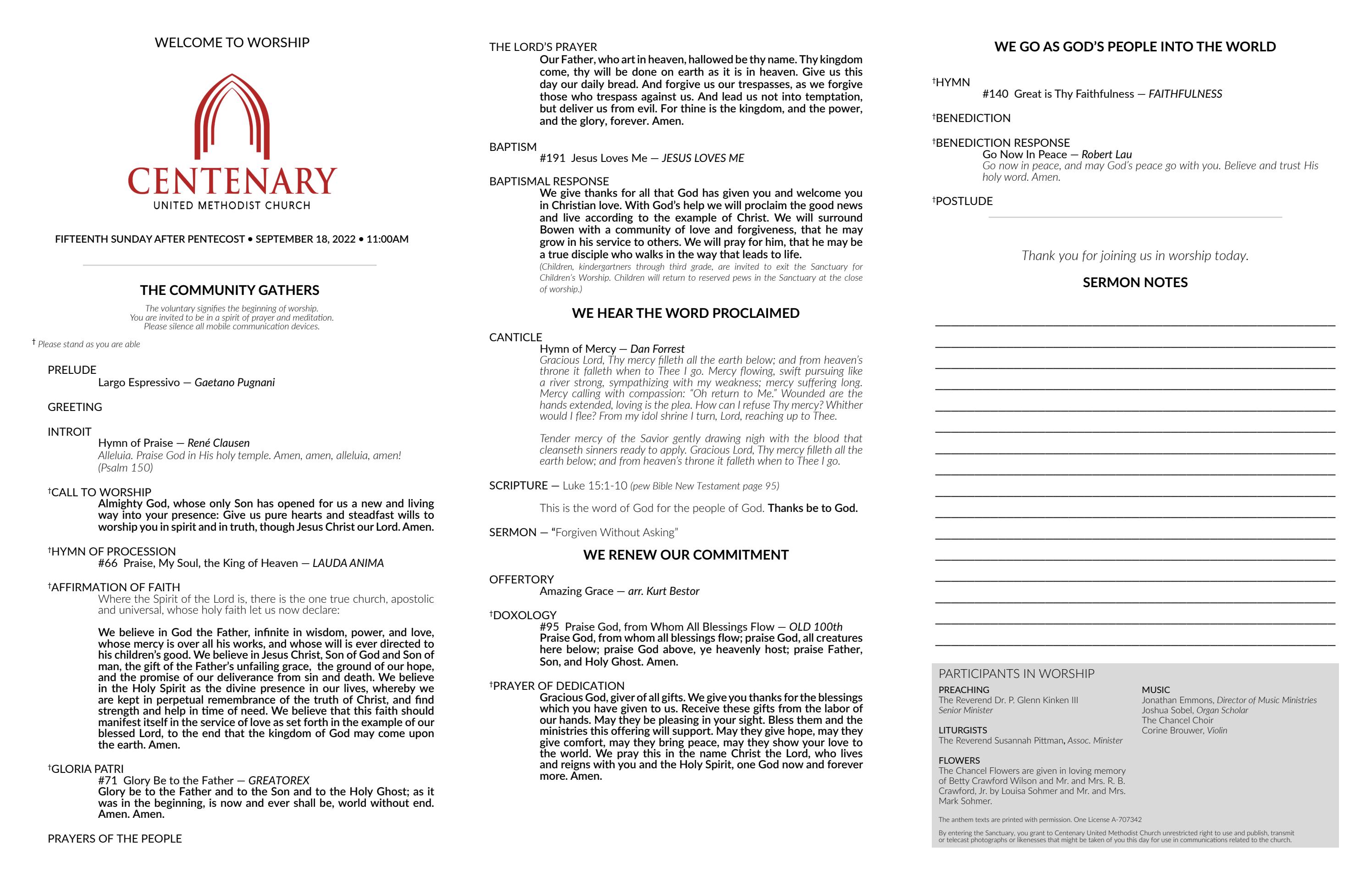 September 18, 2022 • 11am Worship by Centenary United Methodist Church -  Issuu