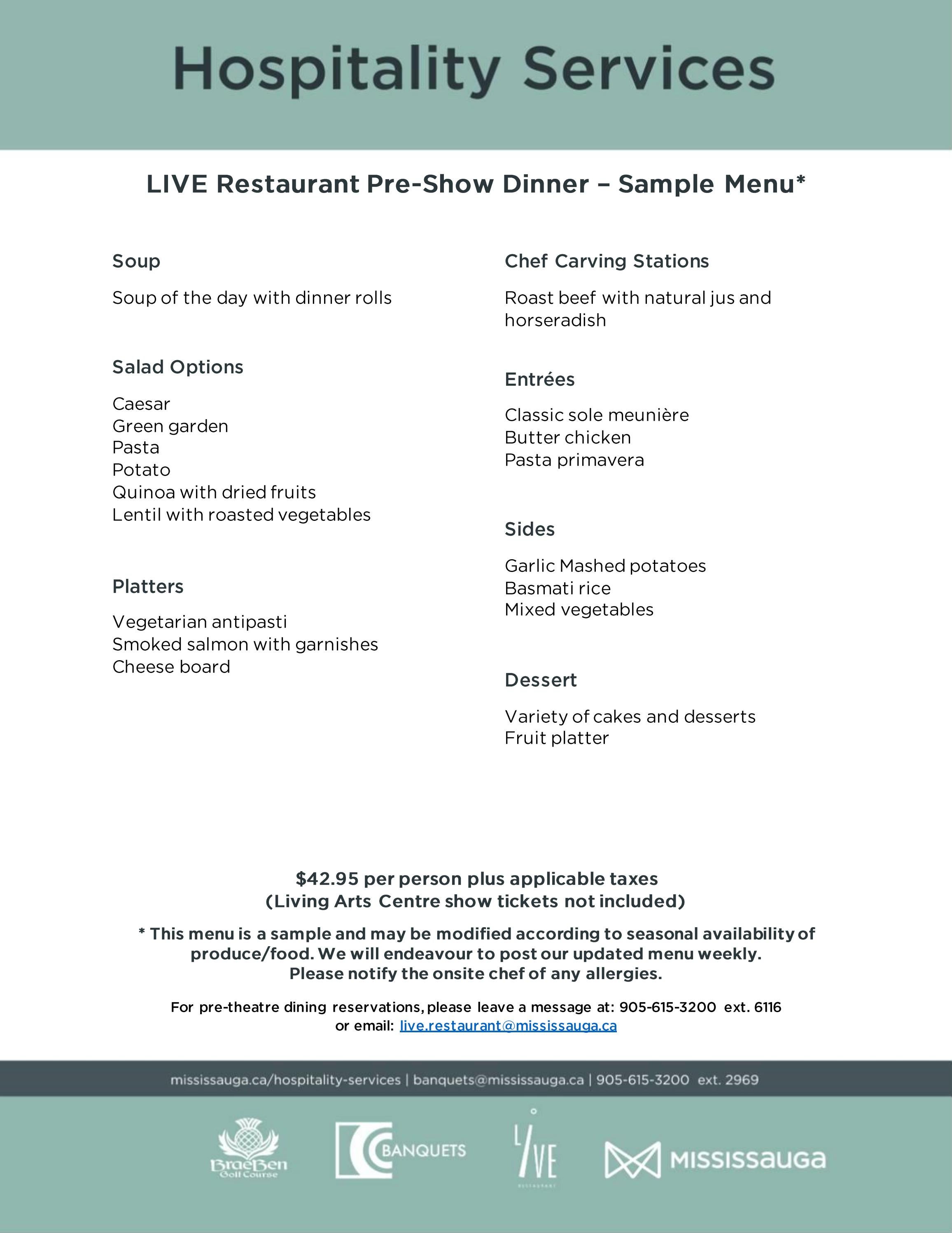 LIVE Restaurant PreShow Dinner Menu by VisitMississauga Issuu