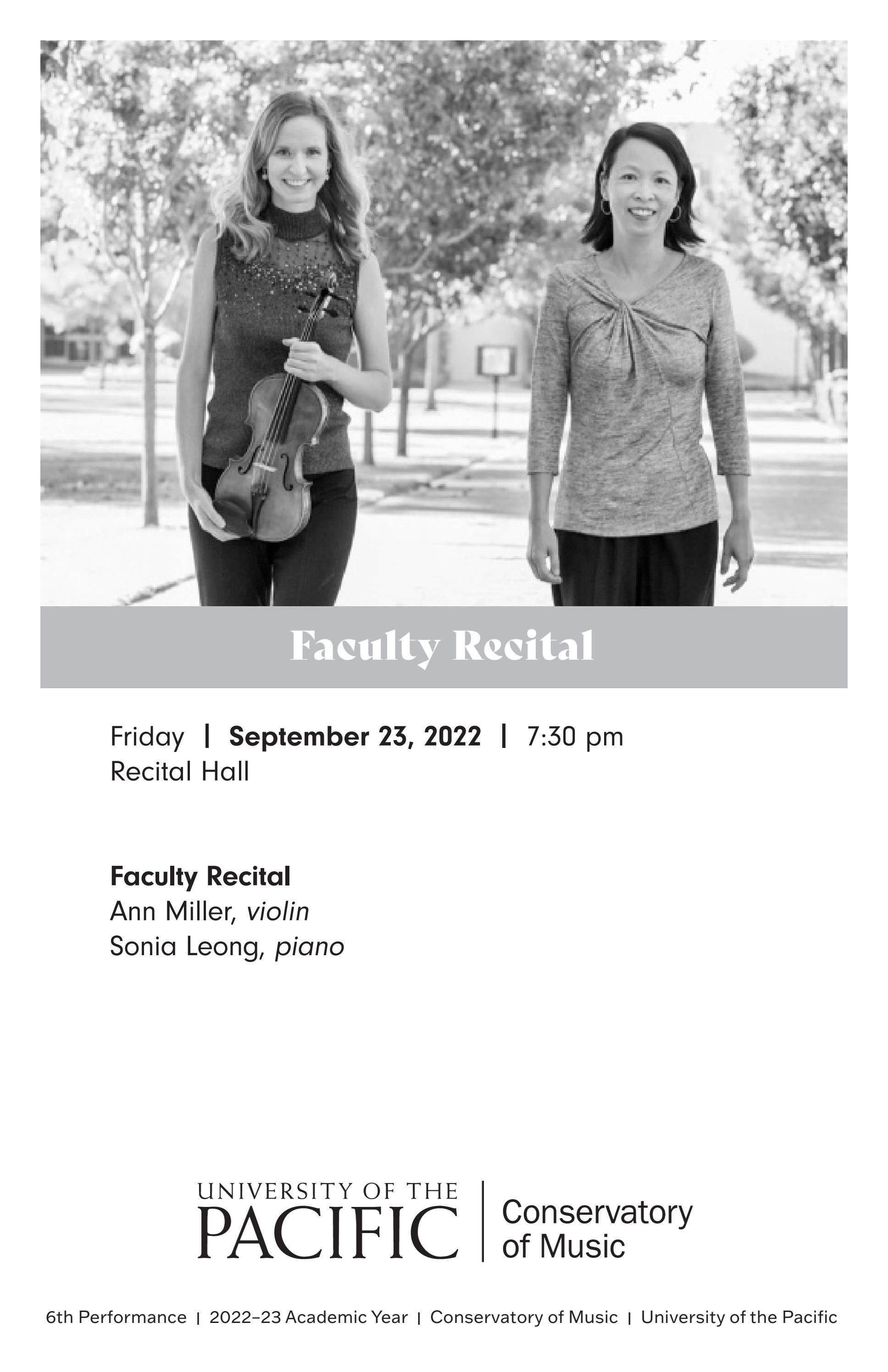 9/2/22 Faculty Recital by University of the Pacific Conservatory of