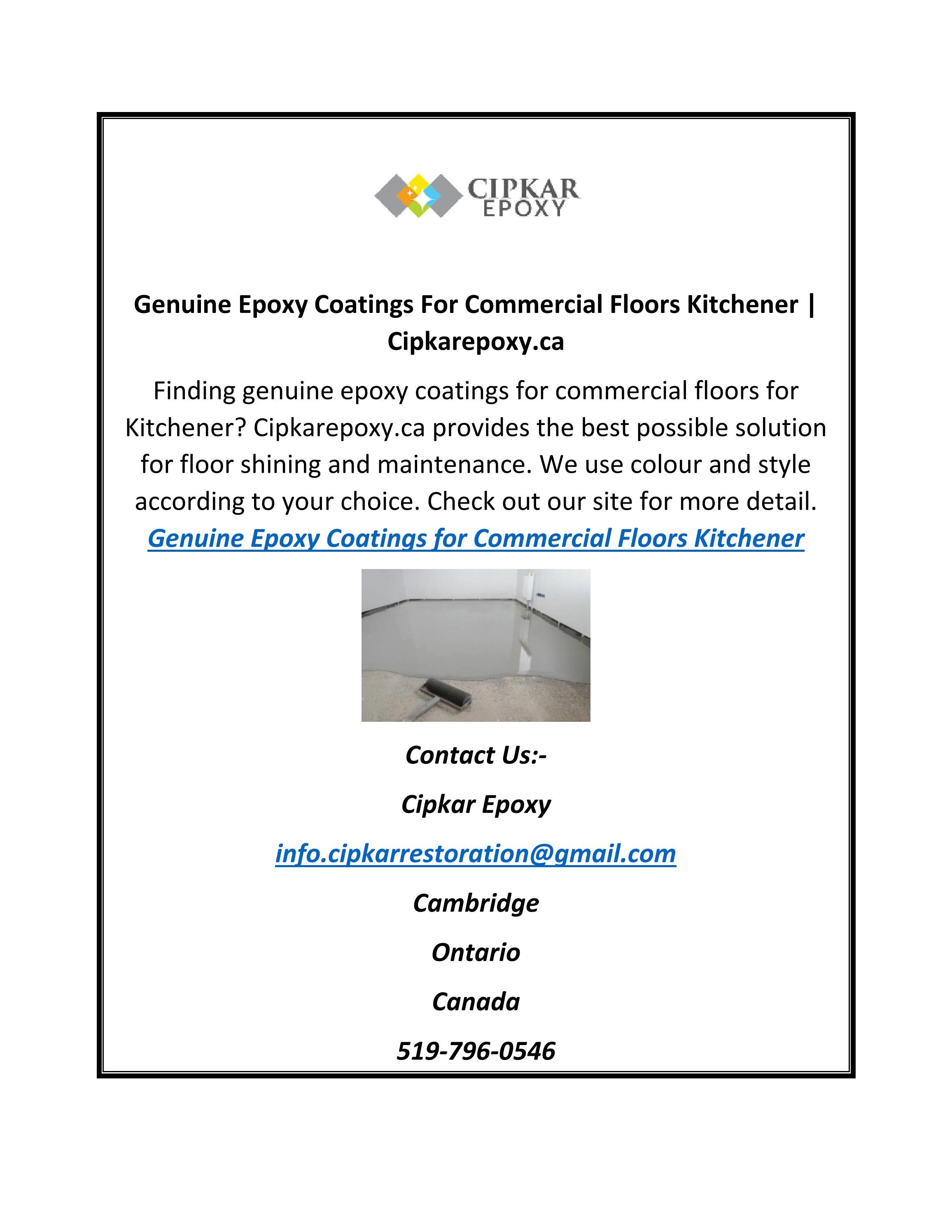 Genuine Epoxy Coatings For Commercial Floors Kitchener Cipkarepoxy.ca by cipkarepoxy Issuu