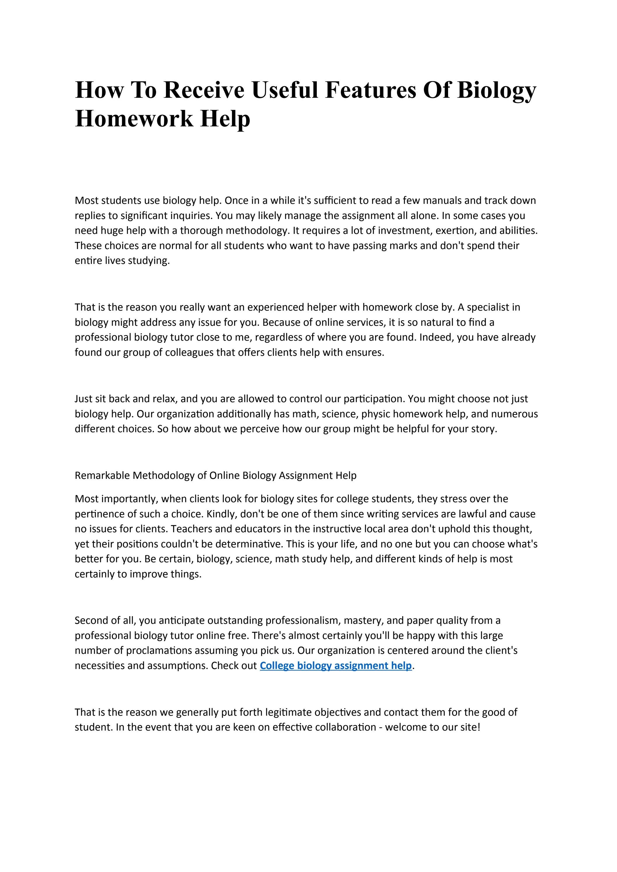 How To Receive Useful Features Of Biology Homework Help by sociomi Issuu