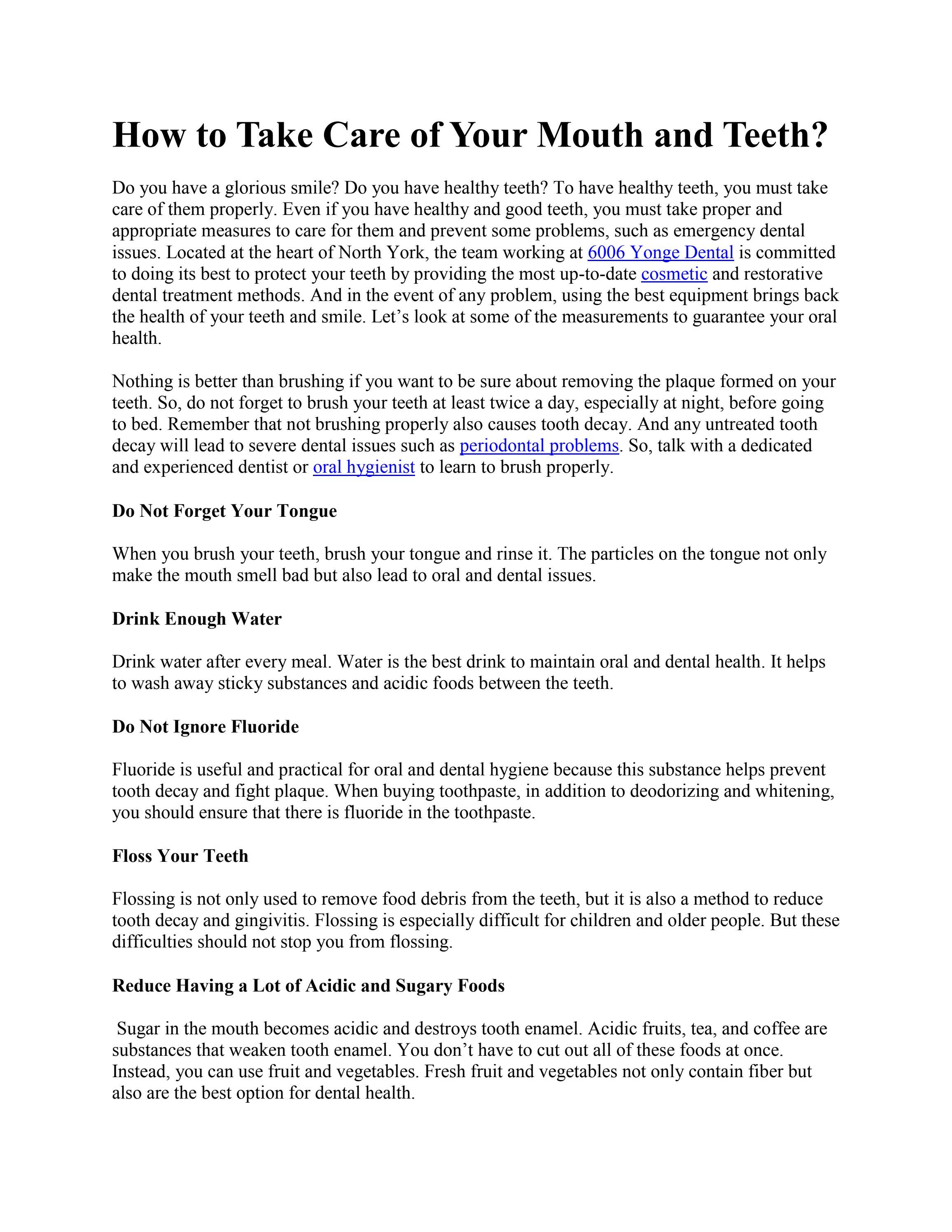 How to Take Care of Your Mouth and Teeth? by yongedental Issuu