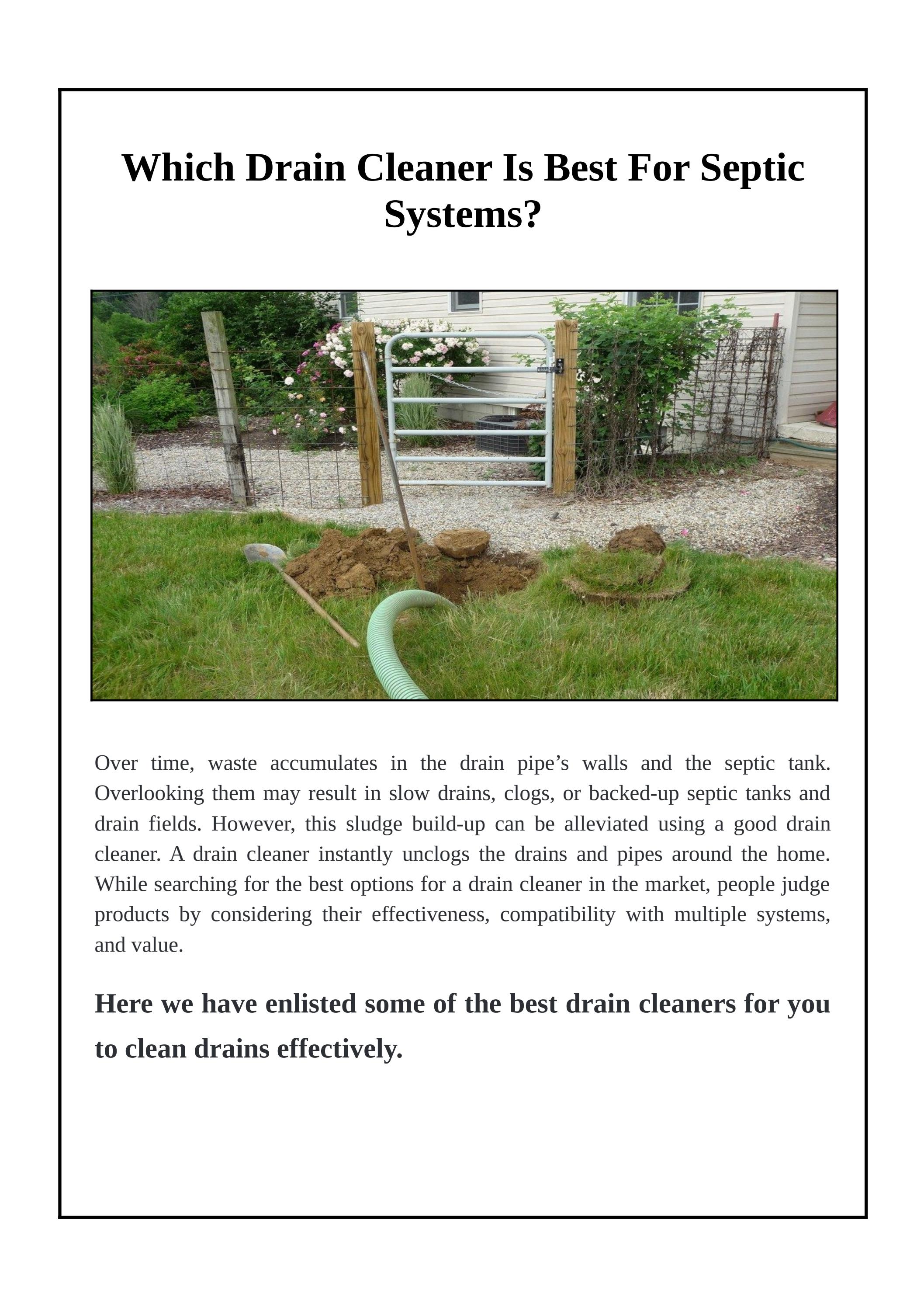 Which Drain Cleaner Is Best For Septic Systems? by Advanced Septic