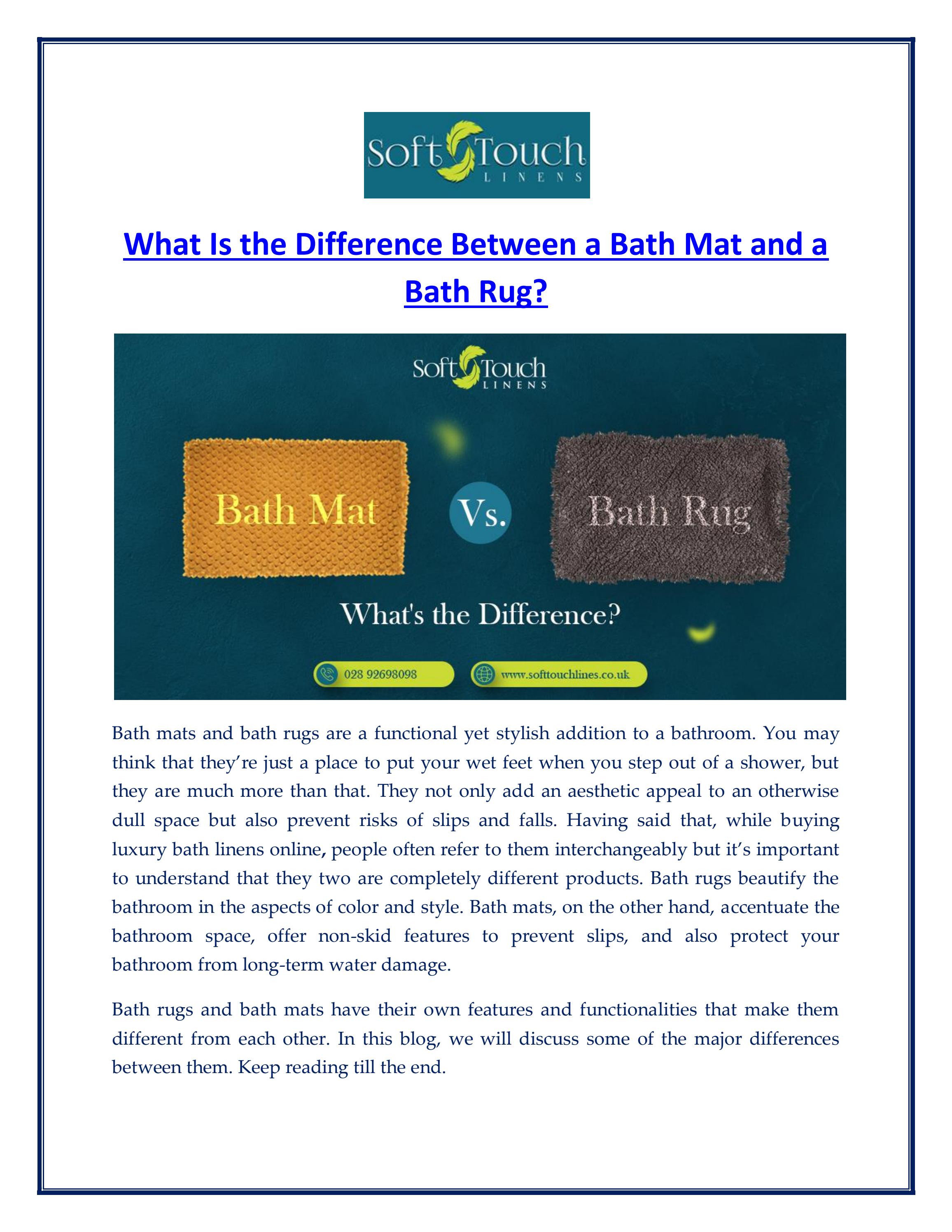 What Is the Difference Between a Bath Mat and a Bath Rug? by Soft Touch