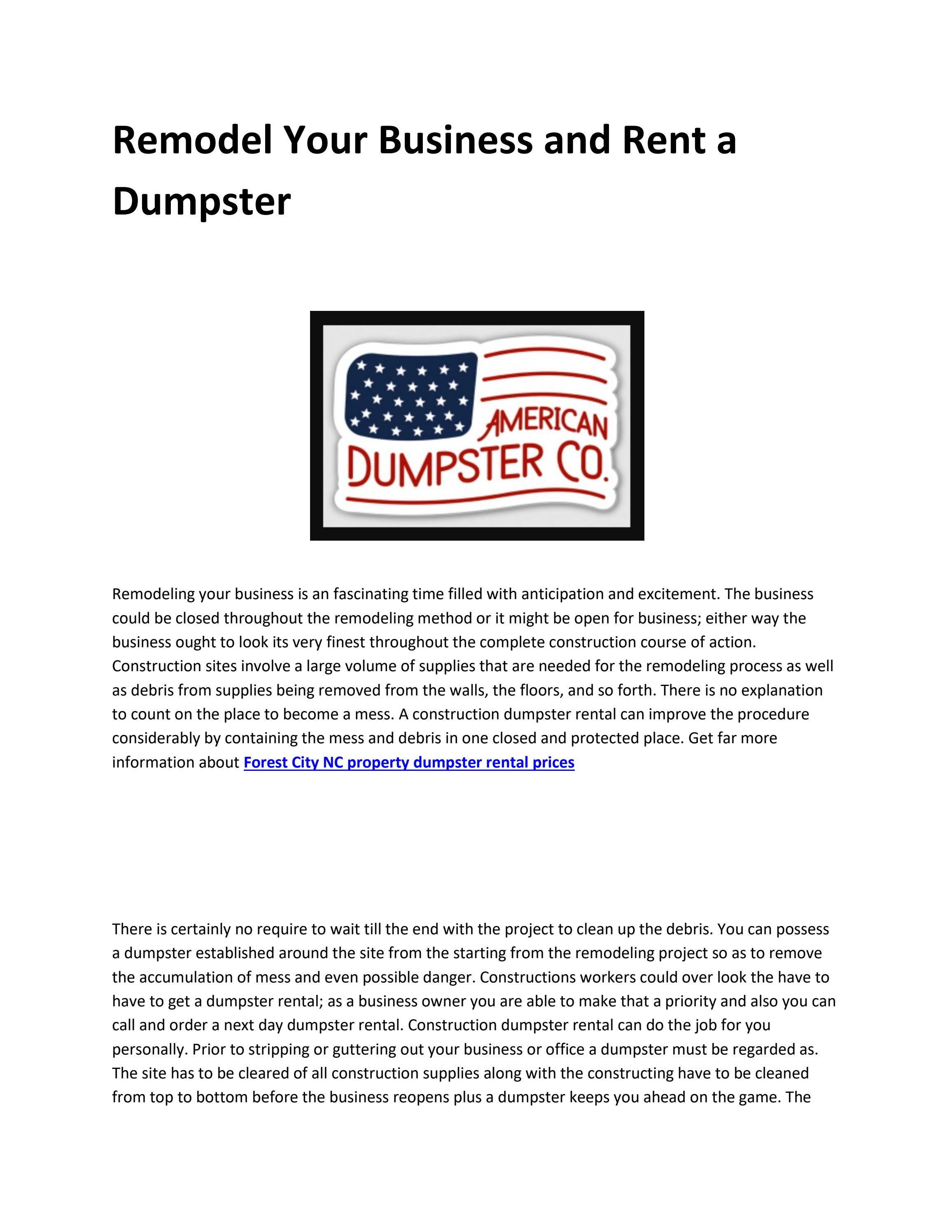 dumpster rental Forest City NC by Thomas Shaw Issuu