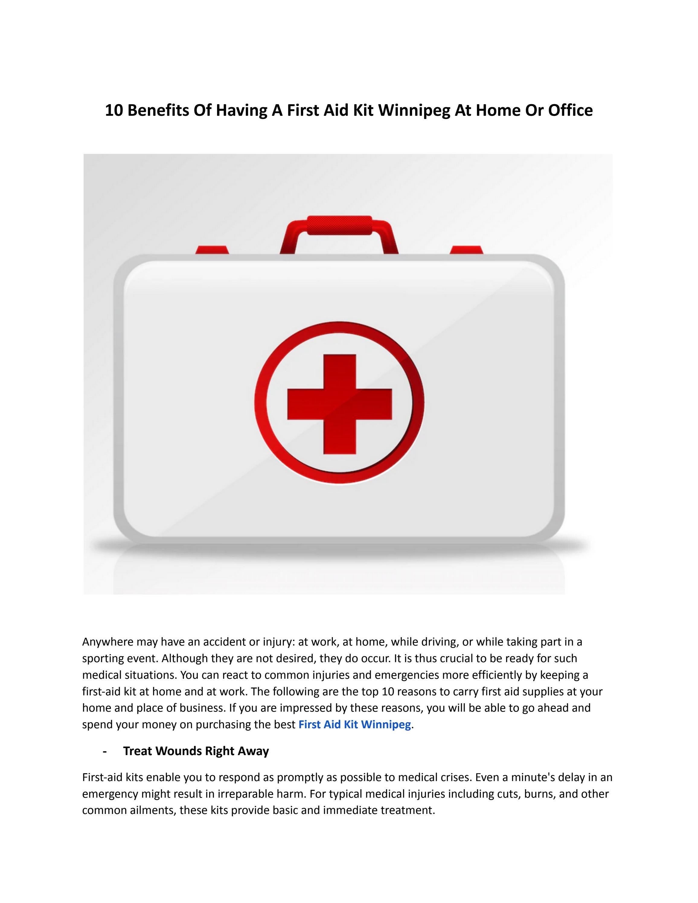 10 Benefits Of Having A First Aid Kit Winnipeg At Home Or Office by