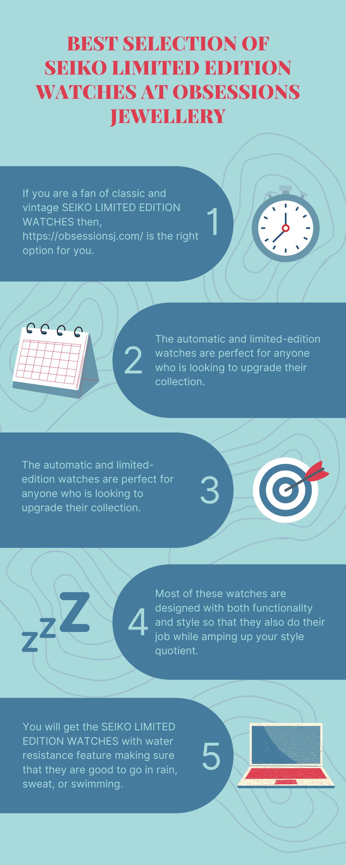 BEST SELECTION OF SEIKO LIMITED EDITION WATCHES AT OBSESSIONS JEWELLERY by obsessions jewellery