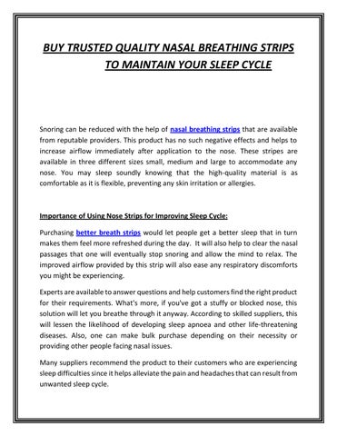 Buy Trusted Quality Nasal Breathing Strips to Maintain your Sleep Cycle