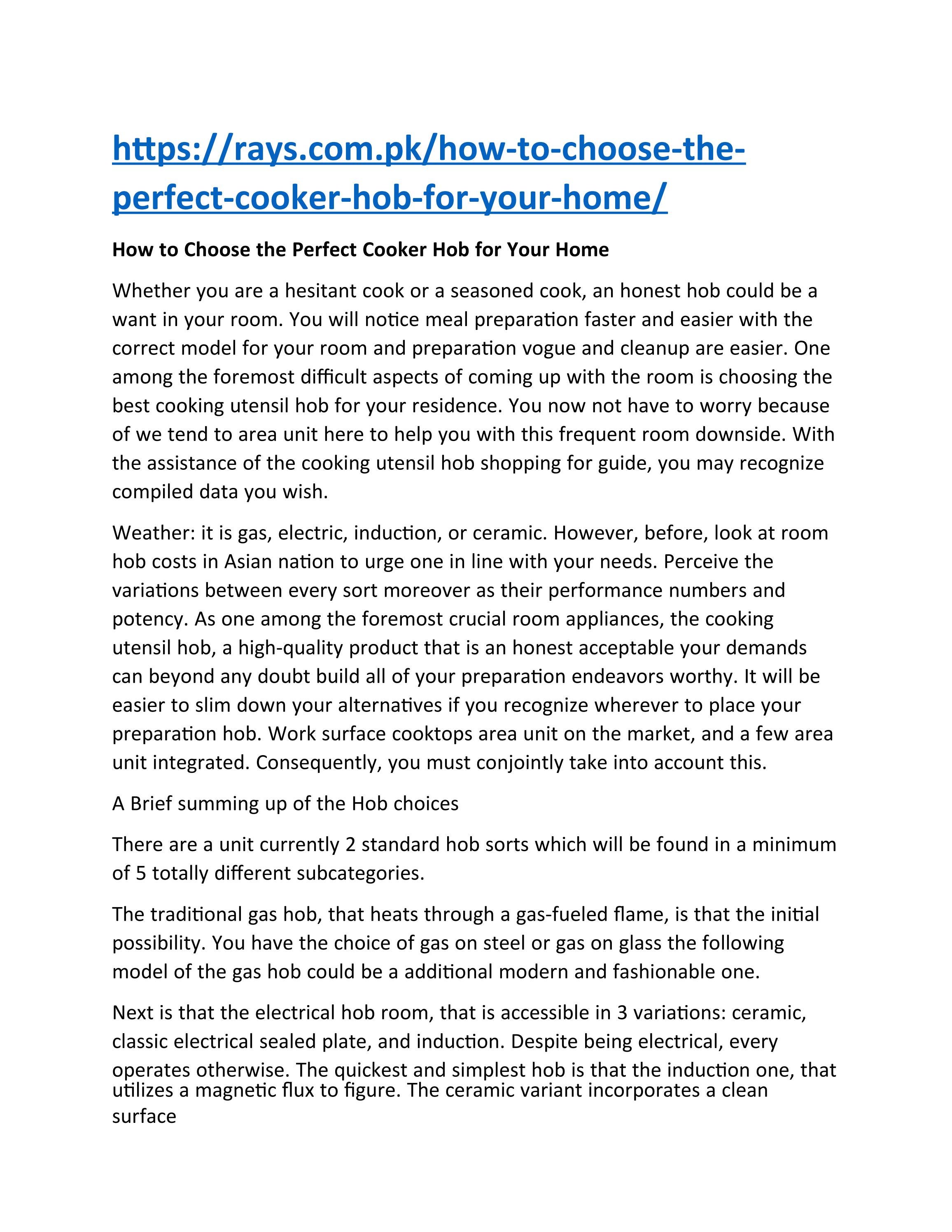 How to Choose the Perfect Cooker Hob for Your Home by rays 1 Issuu