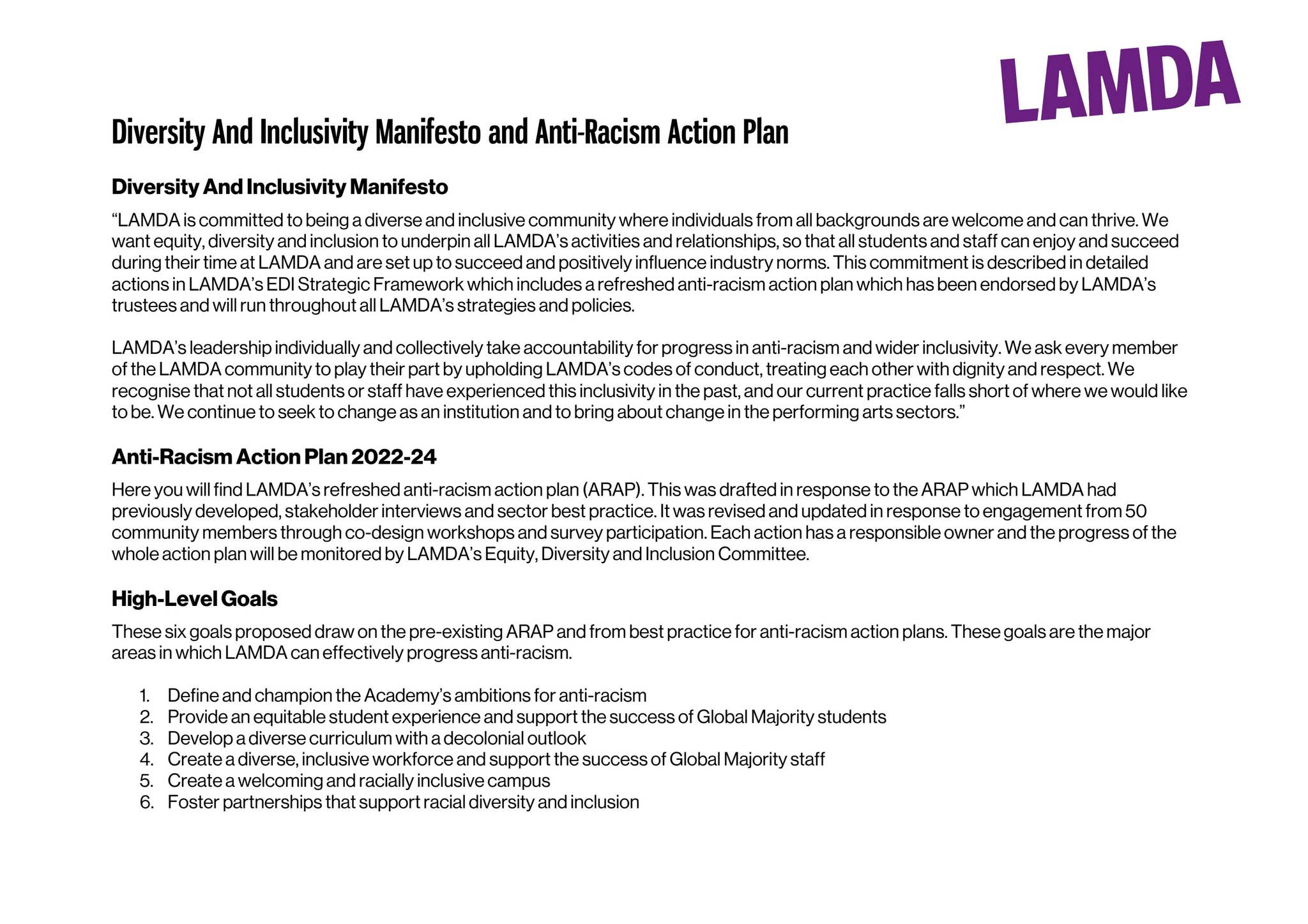 LAMDA Anti-Racism Action Plan by LAMDA - Issuu