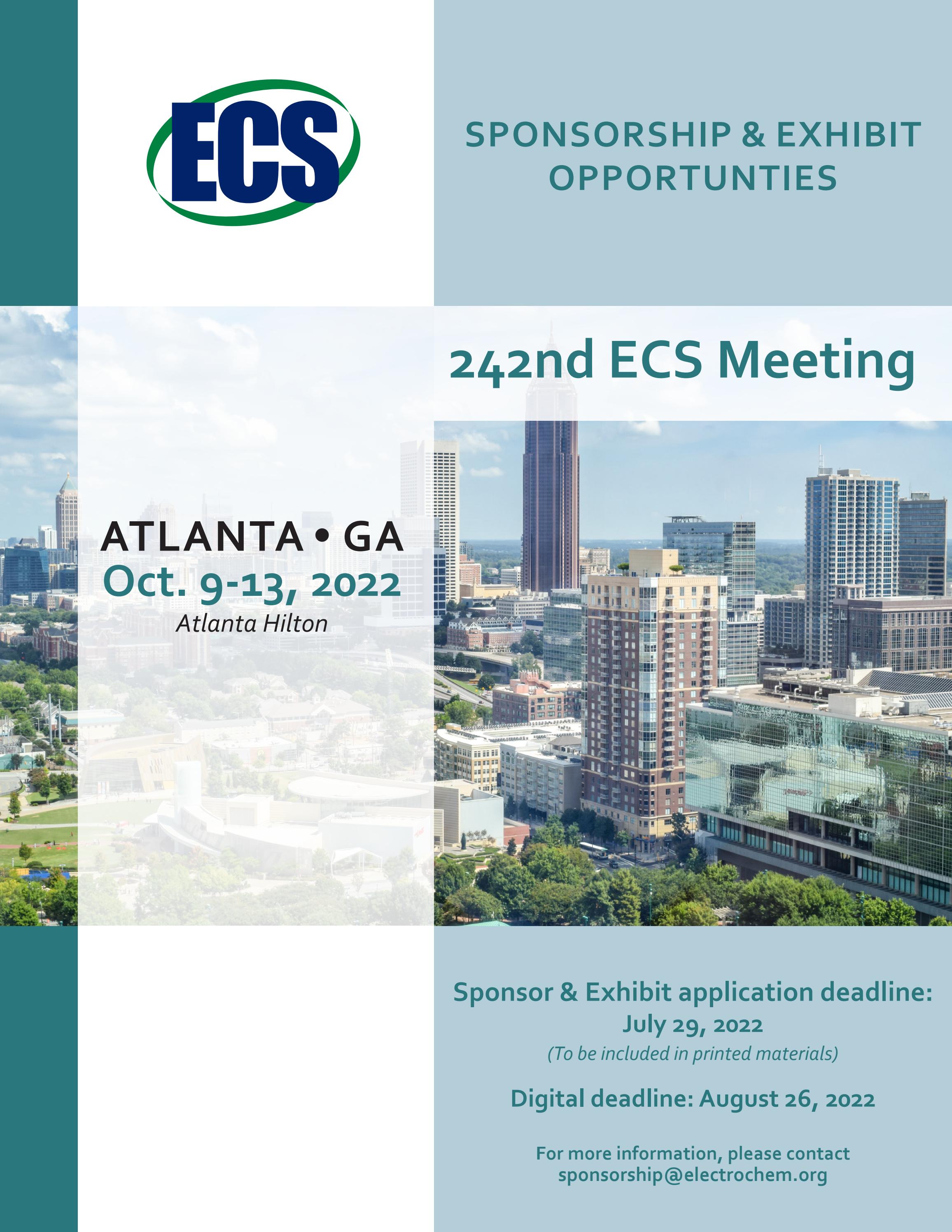 242nd ECS Meeting Exhibit & Sponsorship OpportunitiesAtlanta l GA by