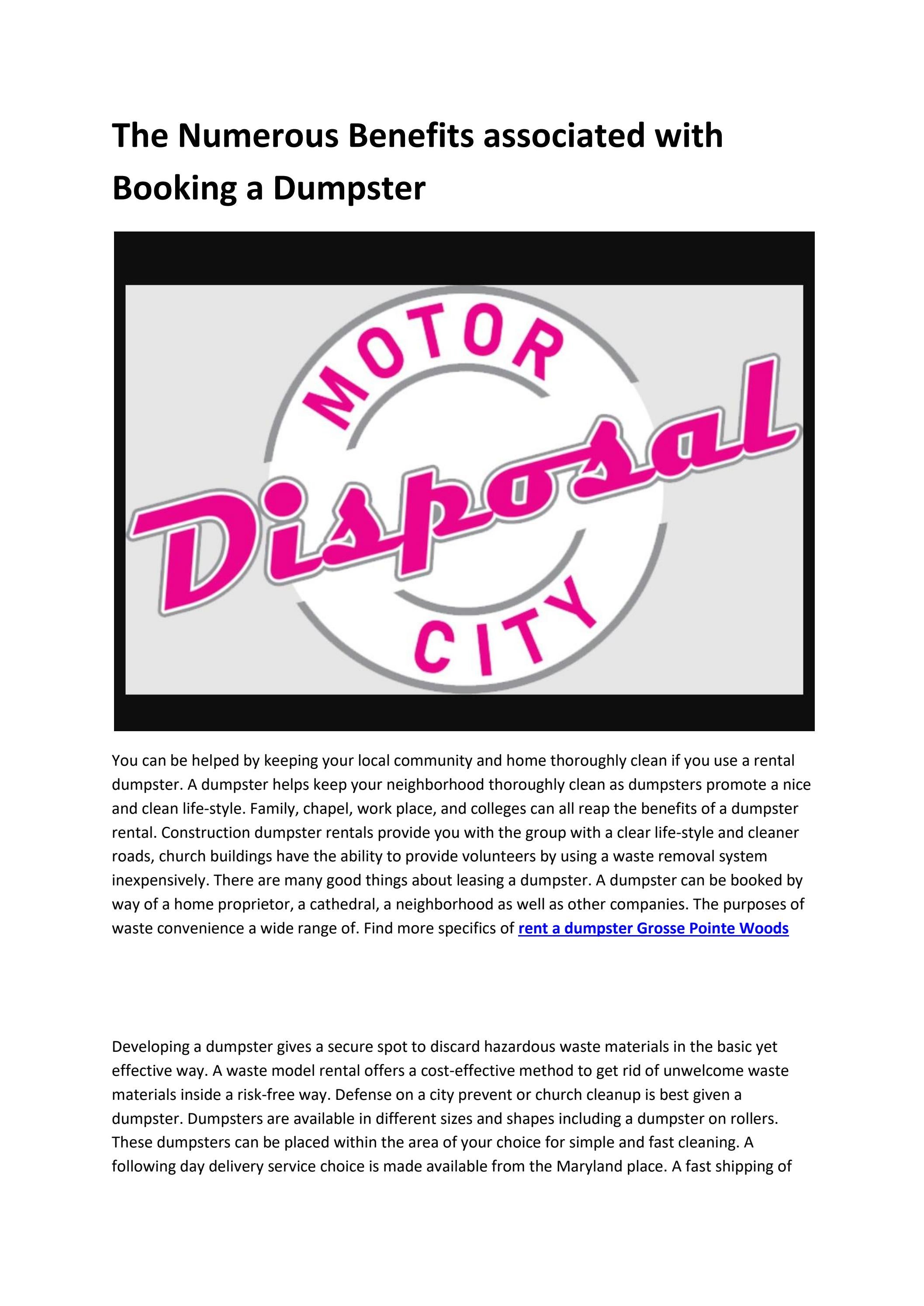 a Grosse Pointe Woods MI dumpster rental by Thomas Shaw Issuu