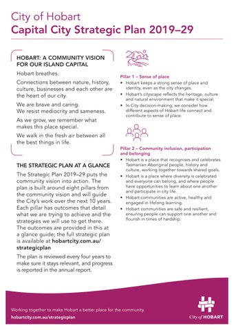 City of Hobart Capital City Strategic Plan 201929 at a glance by City of Hobart Issuu