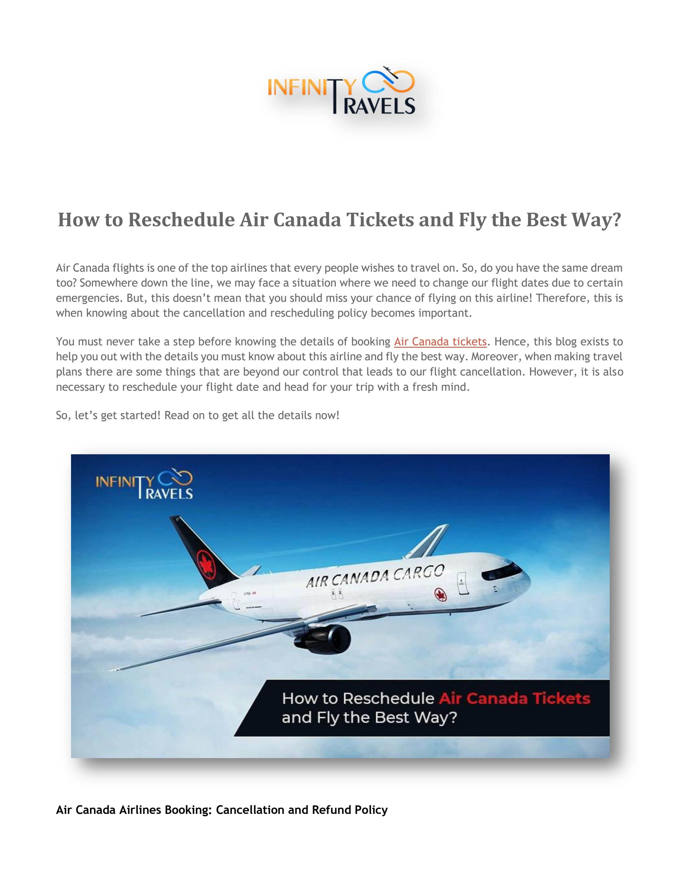 How to Reschedule Air Canada Tickets and Fly the Best Way? by Infinity