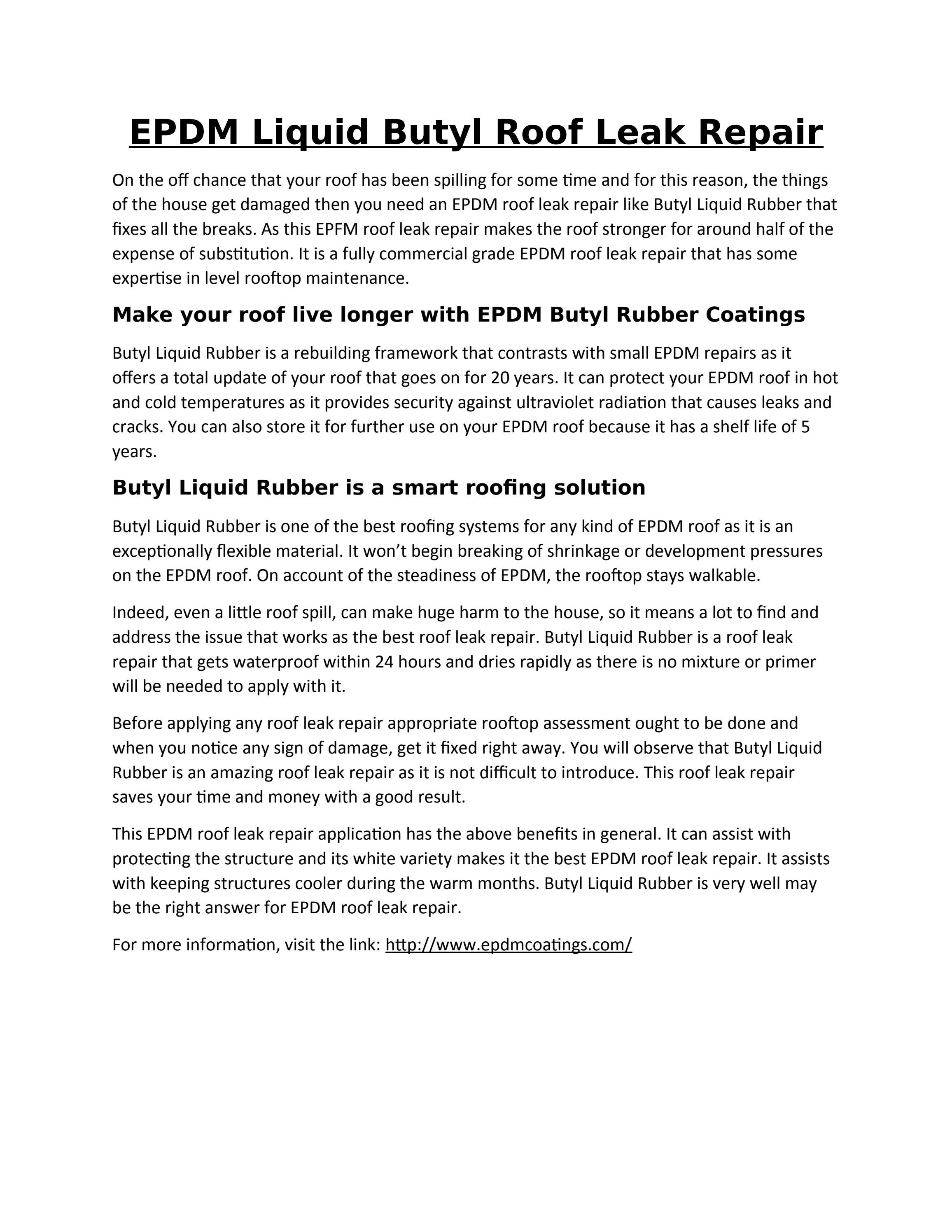 EPDM Liquid Butyl Roof Leak Repair by Jennifer Issuu
