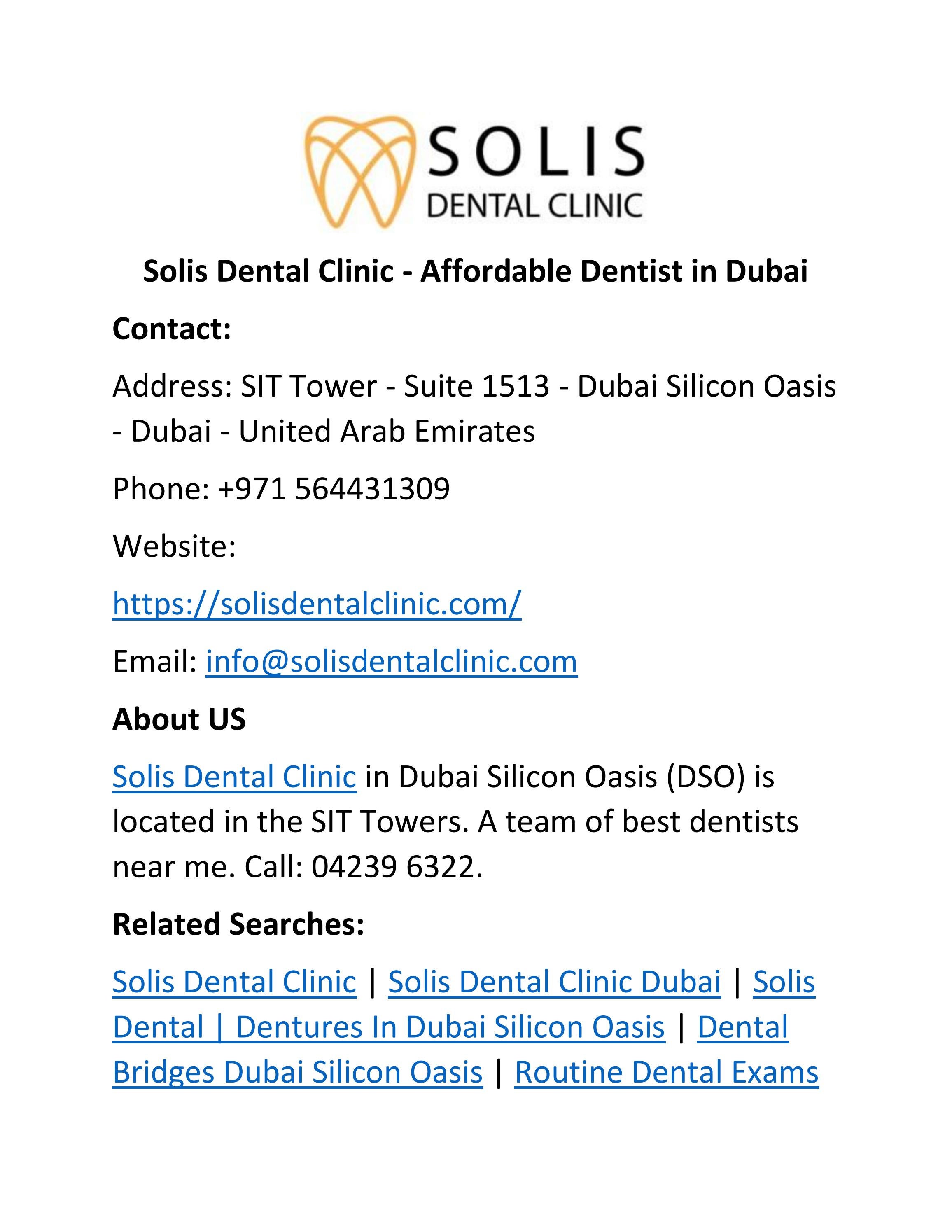 Solis Dental Clinic Affordable Dentist in Dubai by Solis Dental
