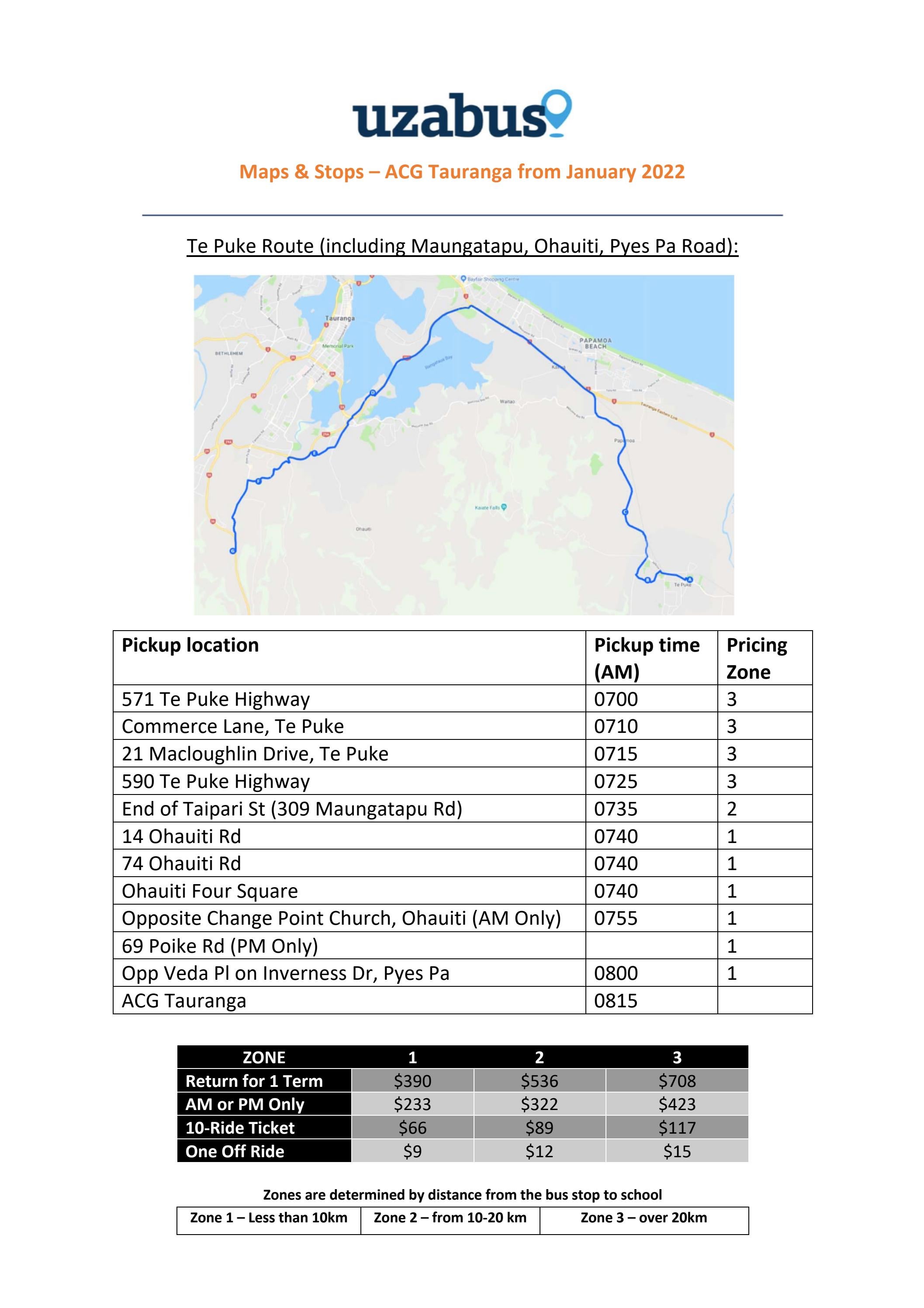 Te Puke Route (Tauranga Uzabus) by ACG Schools Issuu