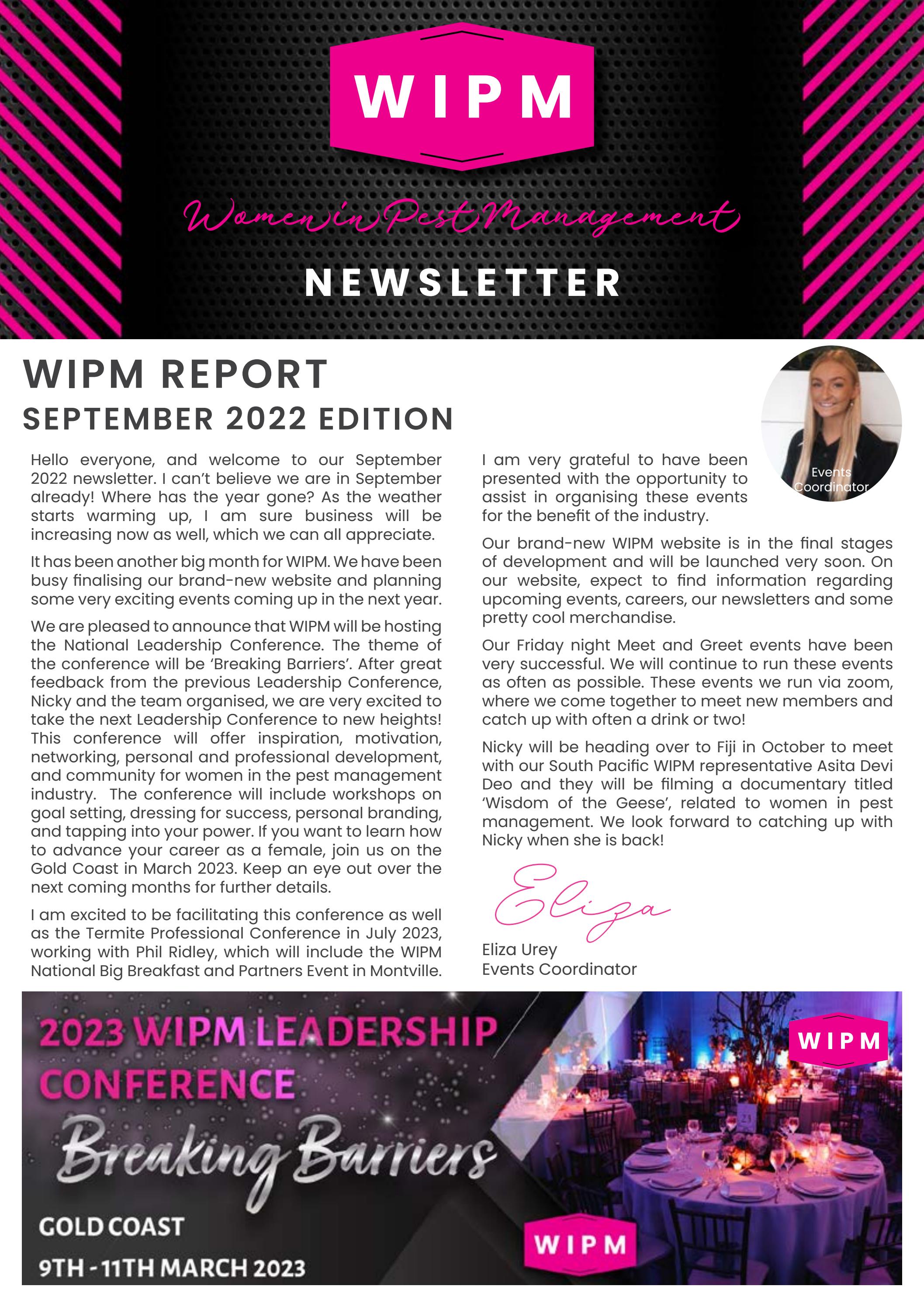 WIPM Newsletter - September 2022 by Women in Pest Management - Issuu
