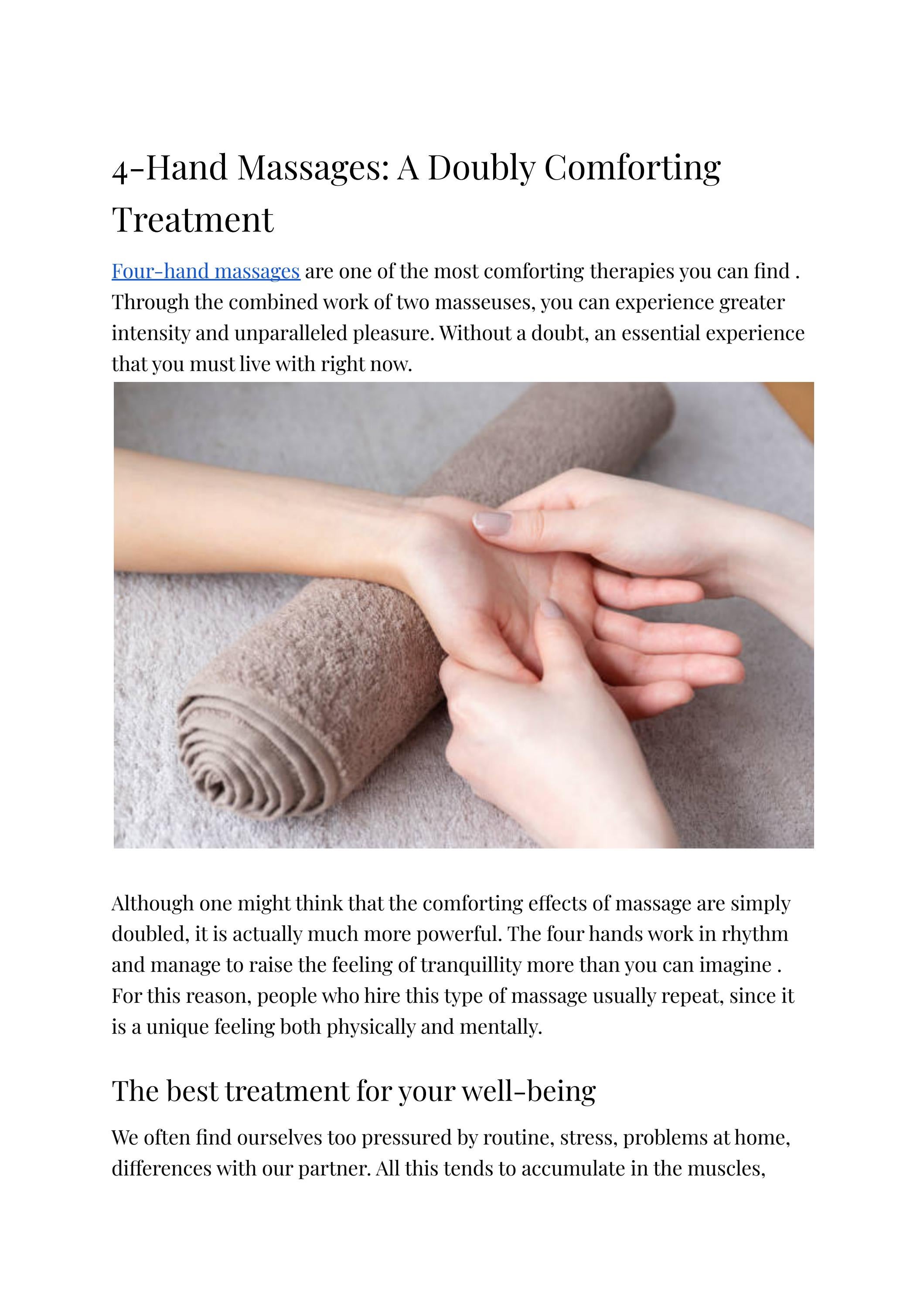 4Hand Massage A Doubly Comforting Treatment Secret Tantric by