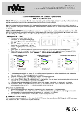 LEXINGTON - Instruction sheet by NVC Lighting UK - Issuu