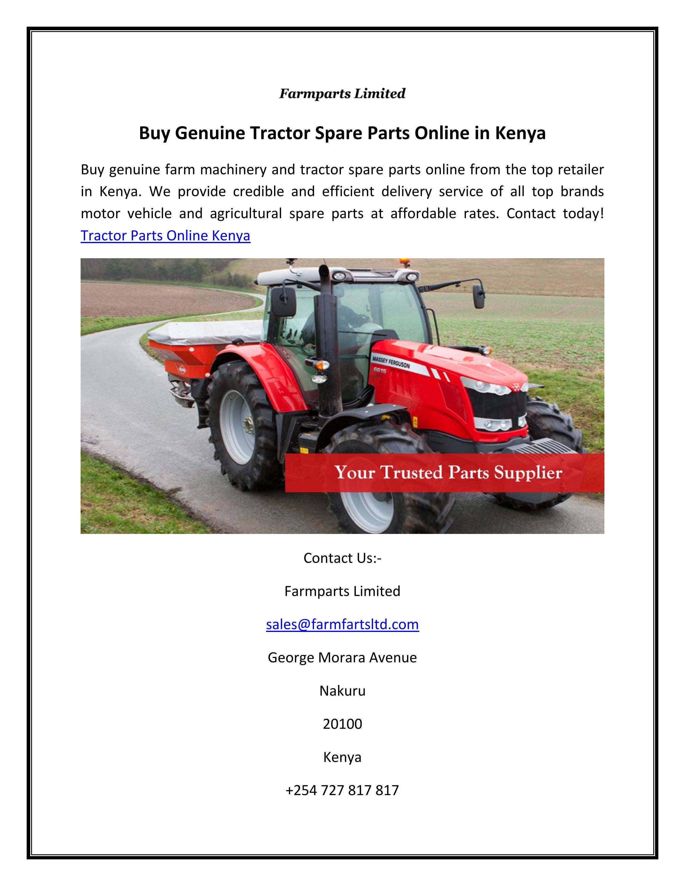 Buy Genuine Tractor Spare Parts Online in Kenya by farmpartsltd Issuu