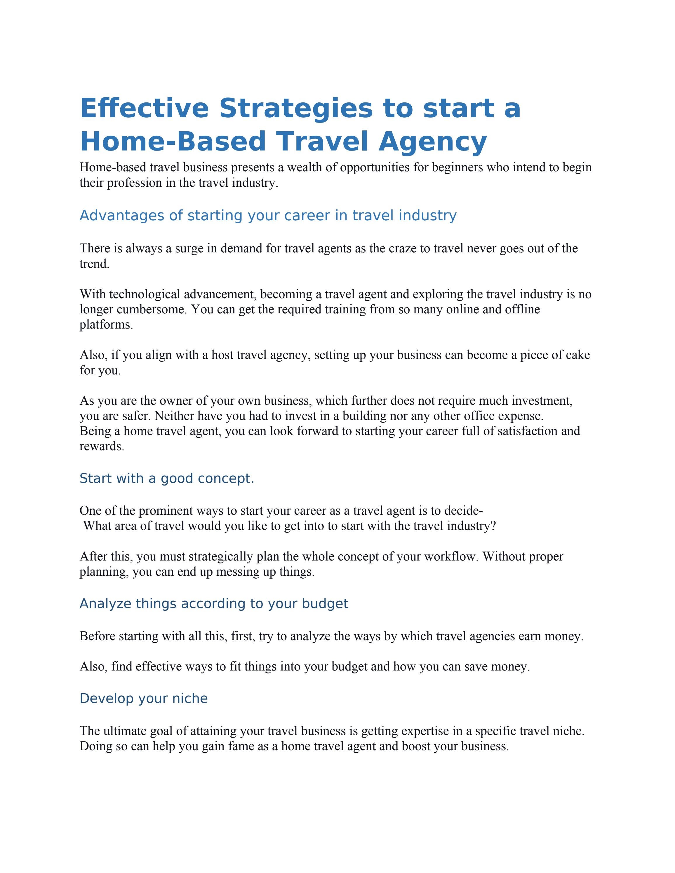 Effective Strategies to start a HomeBased Travel Agency by Daniel Mabe Issuu
